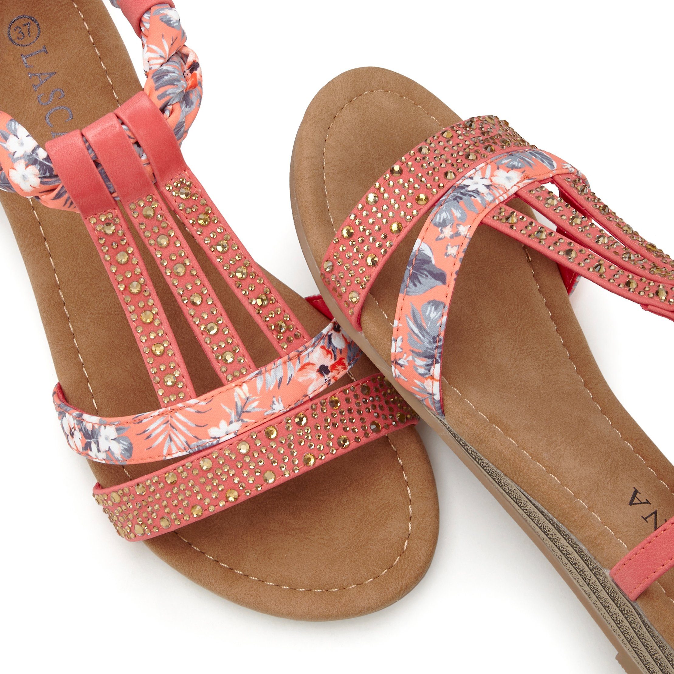 Lascana Sandalen Zomerschoen Sandalette, zomerschoen met versiering en kleine sleehak VEGAN