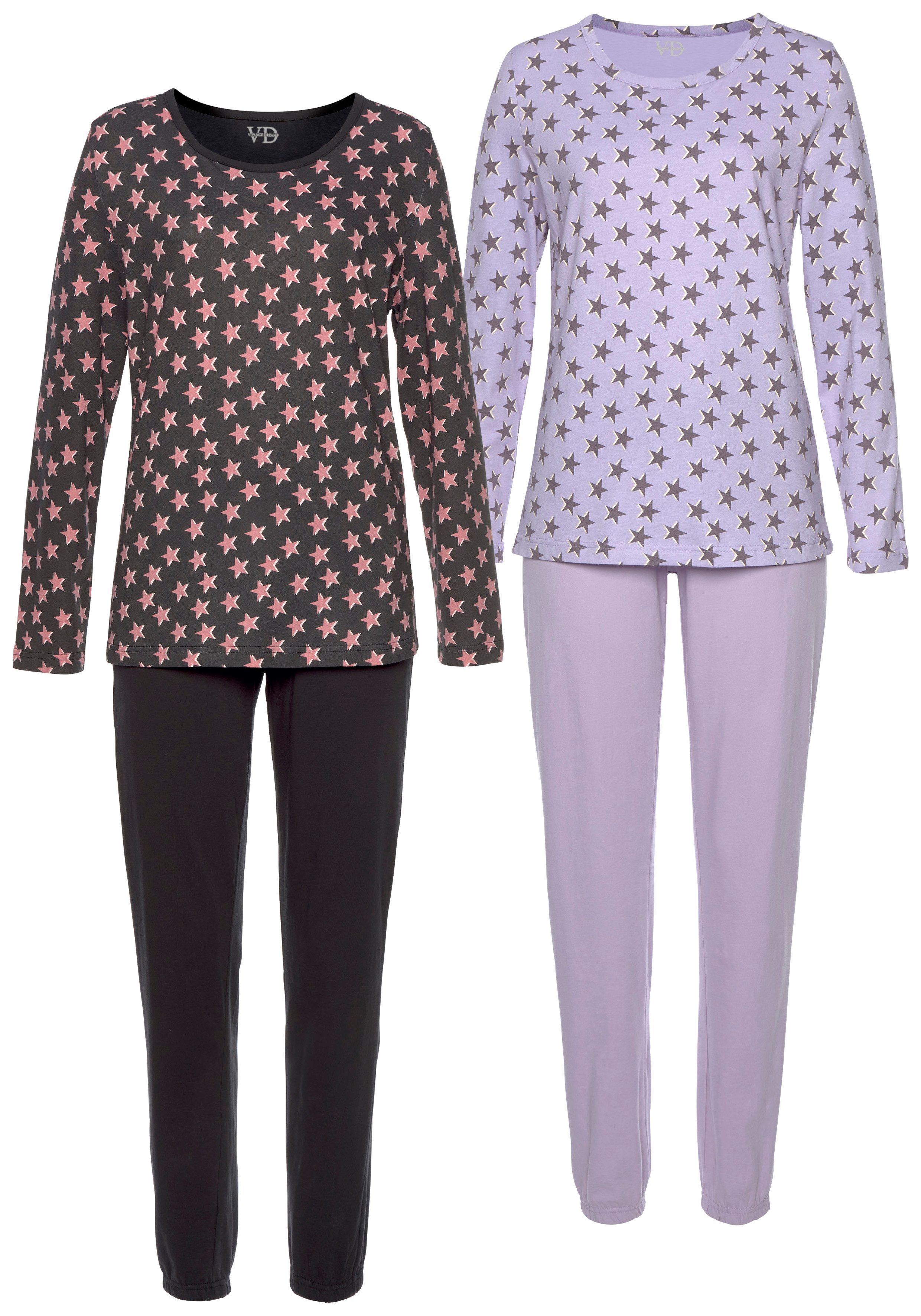 Vivance Dreams Pyjama met sterpatroon (4-delig, Set van 2)