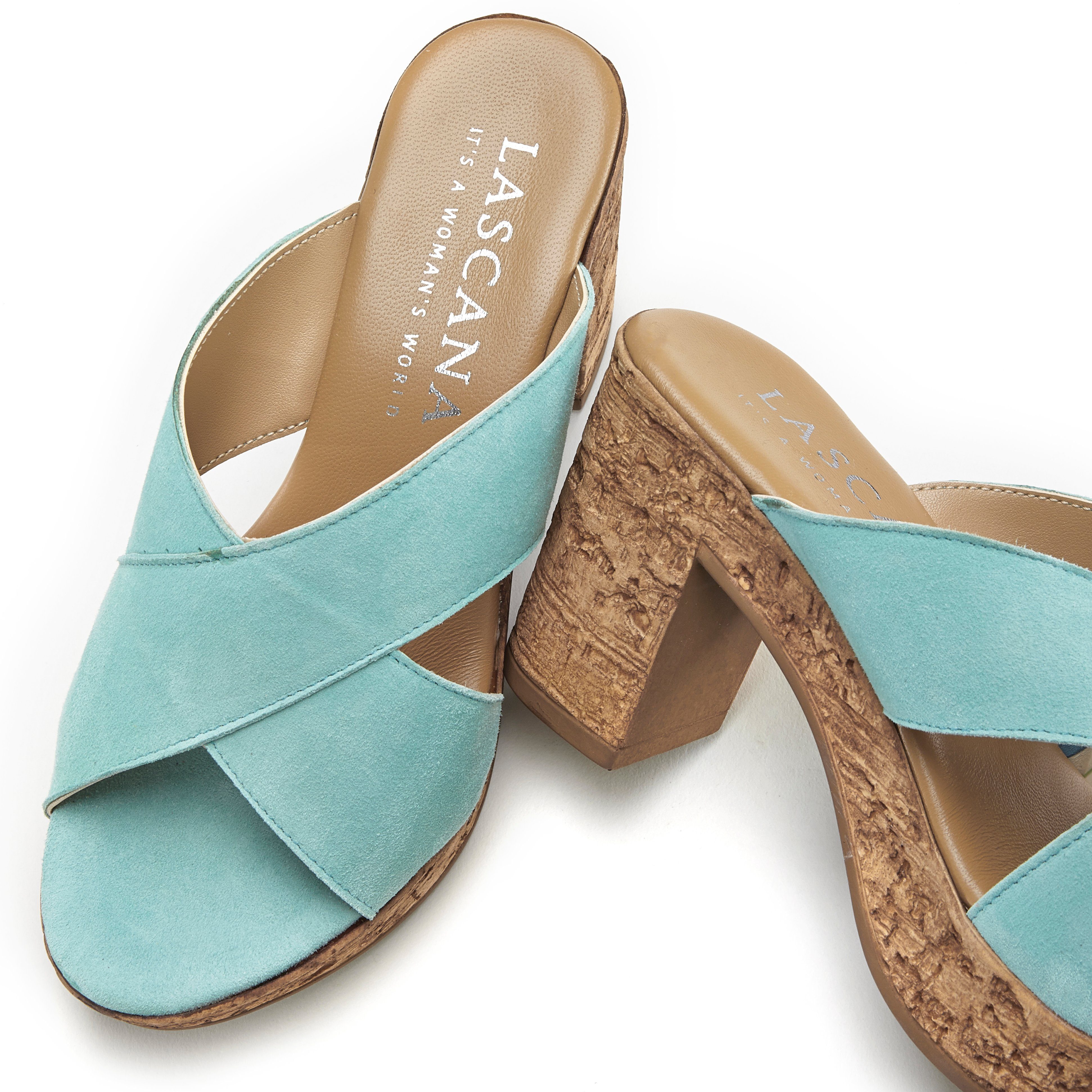 Lascana Slippers Mule, sandaal, open schoen van leer met blokhak