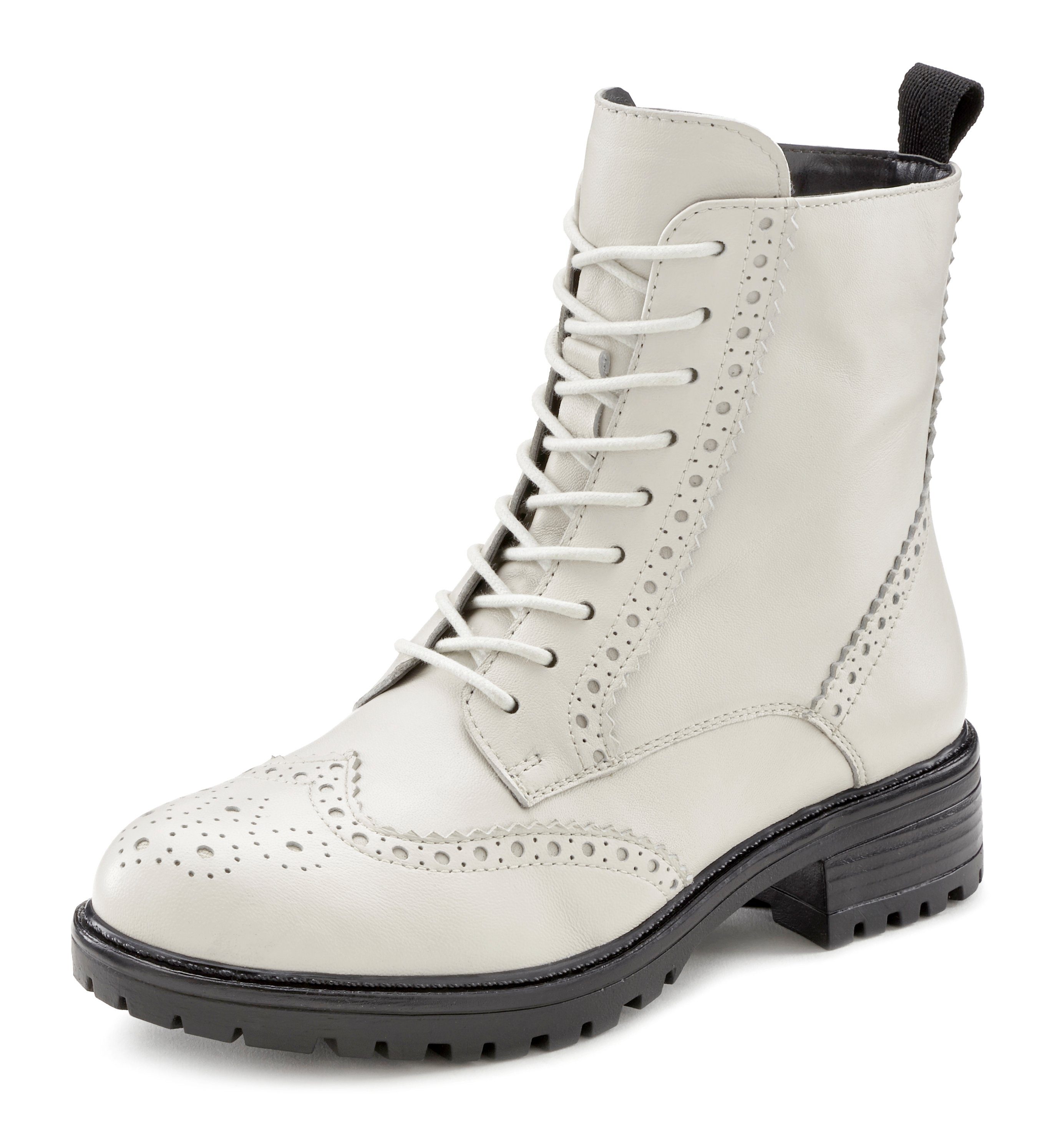 Lascana Veterschoenen Veterschoen, enkellaarsjes, leer, veters en rits