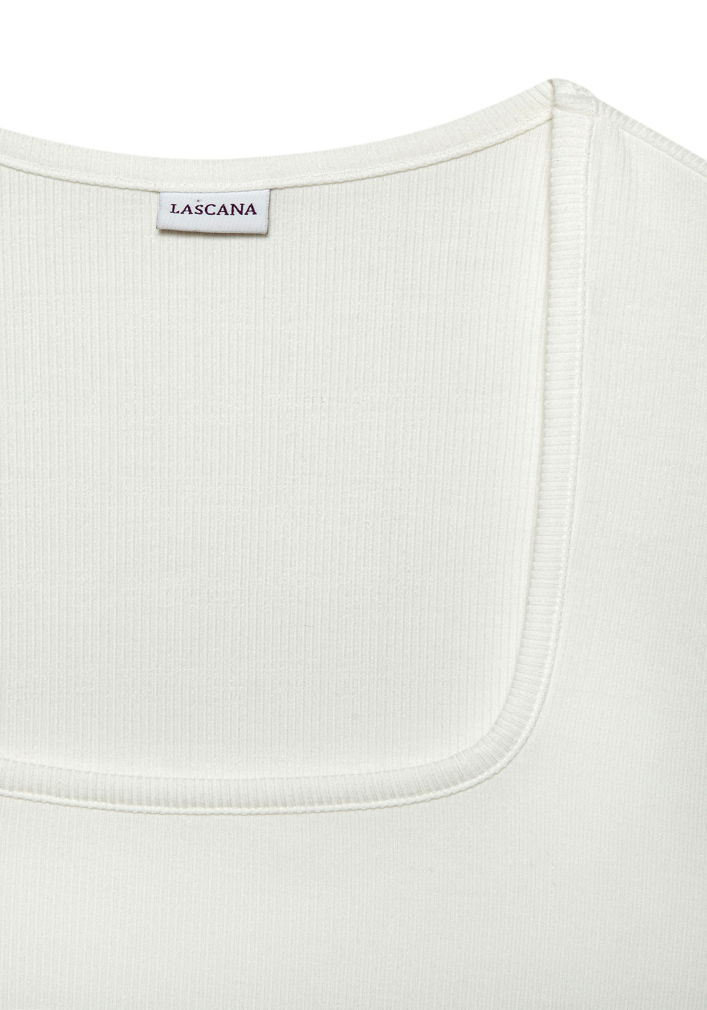 Lascana Geribde tanktop met vierkante halslijn, elastisch dametop, basic, elegant