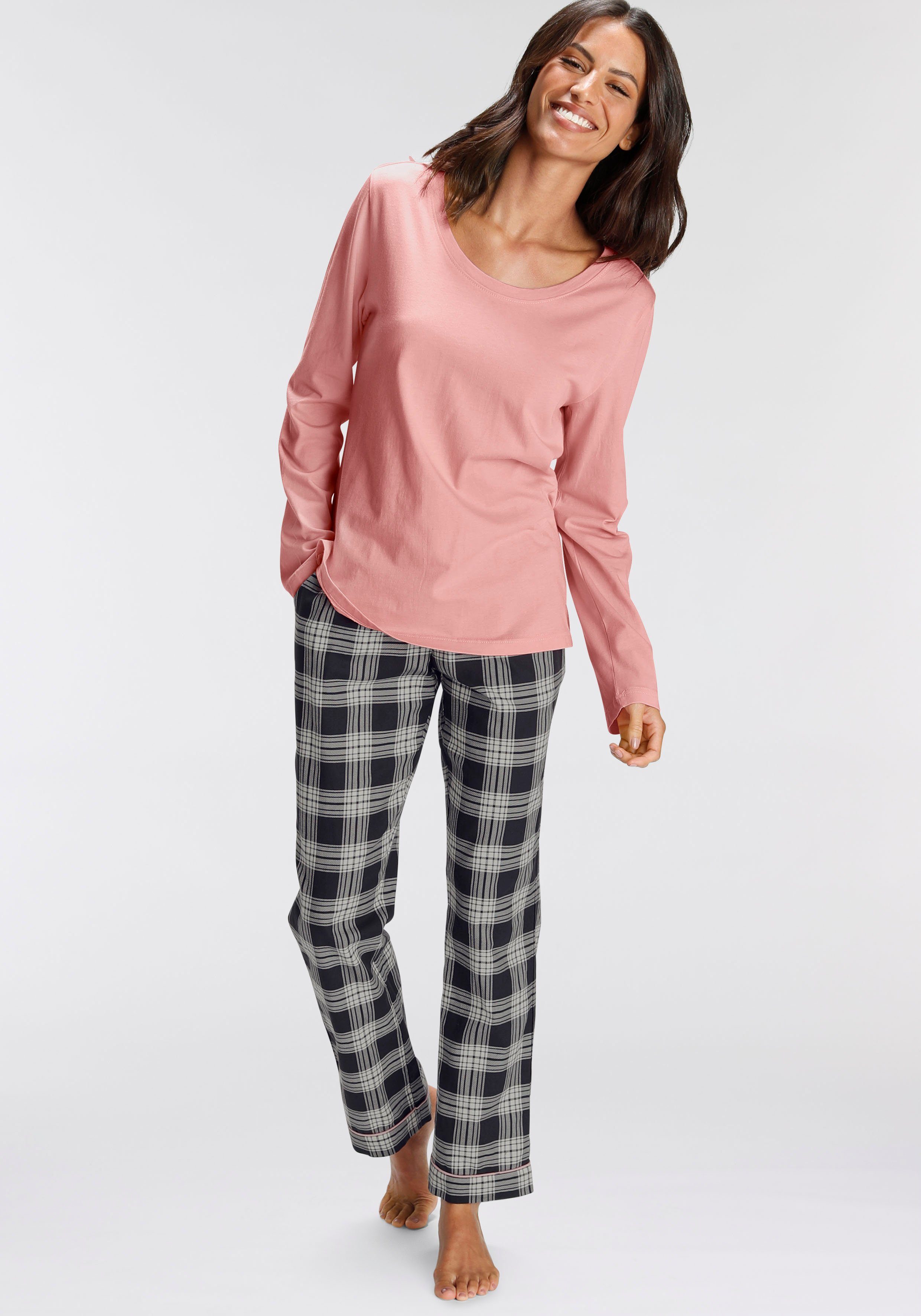 H.I.S Pyjama met geruite pyjamabroek (2-delig, 1 stuk)