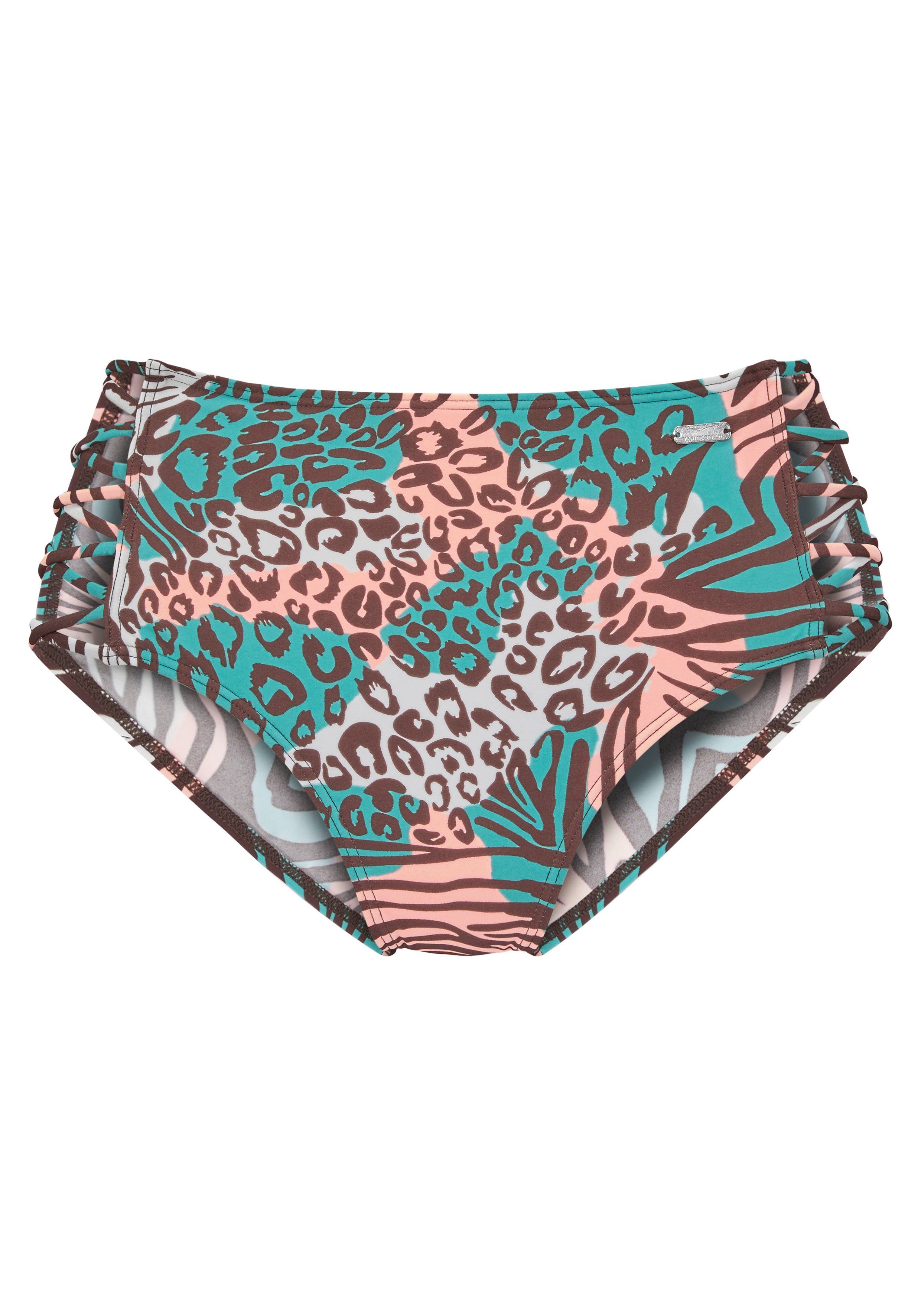 venice beach highwaist-bikinibroekje maia met trendy print multicolor