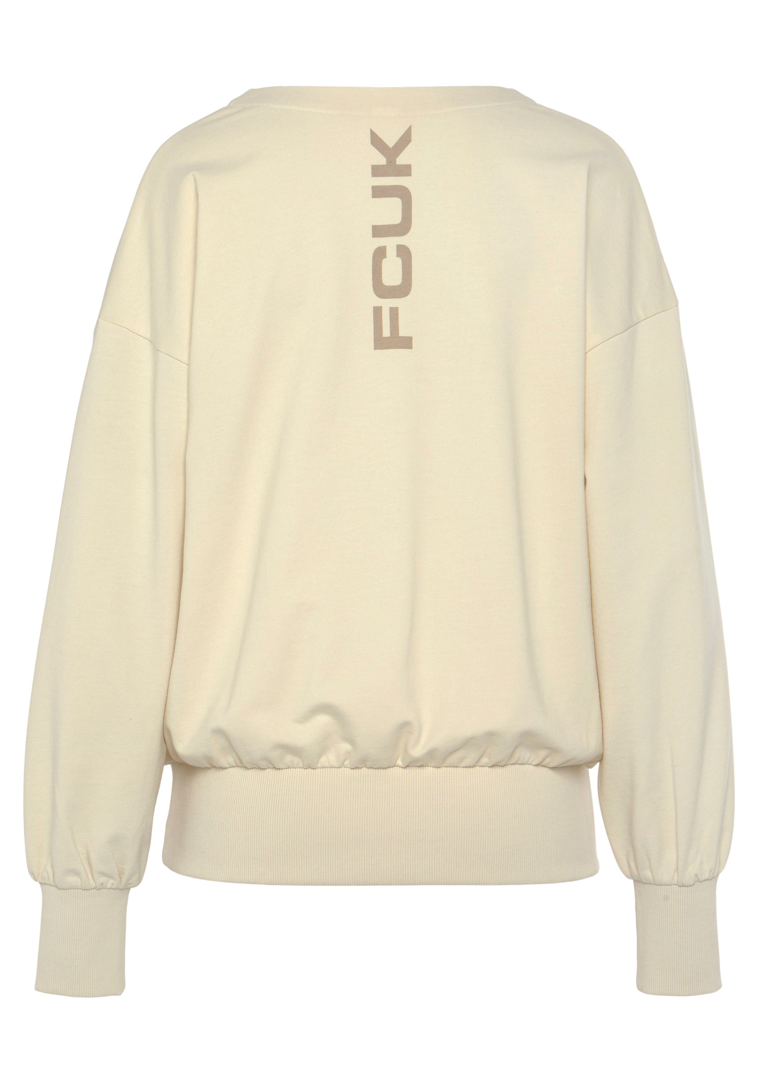 FCUK Sweatshirt Sweatshirt met V-hals en grote rugprint, loungeanzug (1-delig)