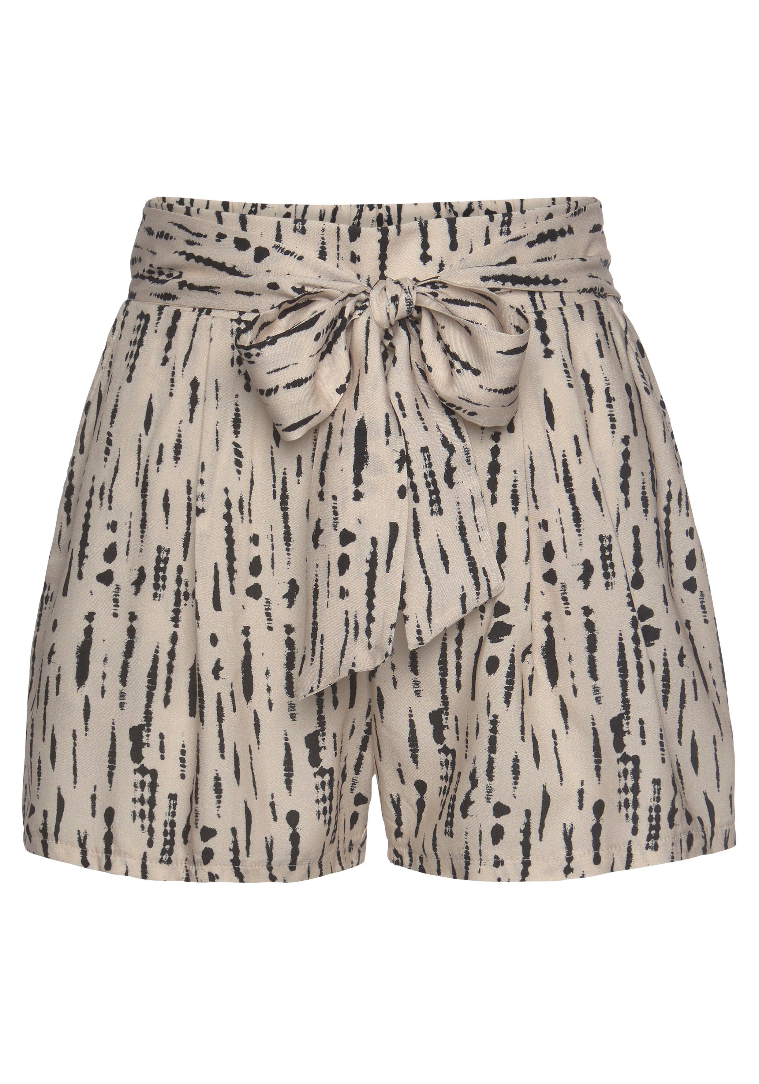 s.Oliver RED LABEL Beachwear Geweven short met all-over print en strikceintuur, korte broek, losse pasvorm