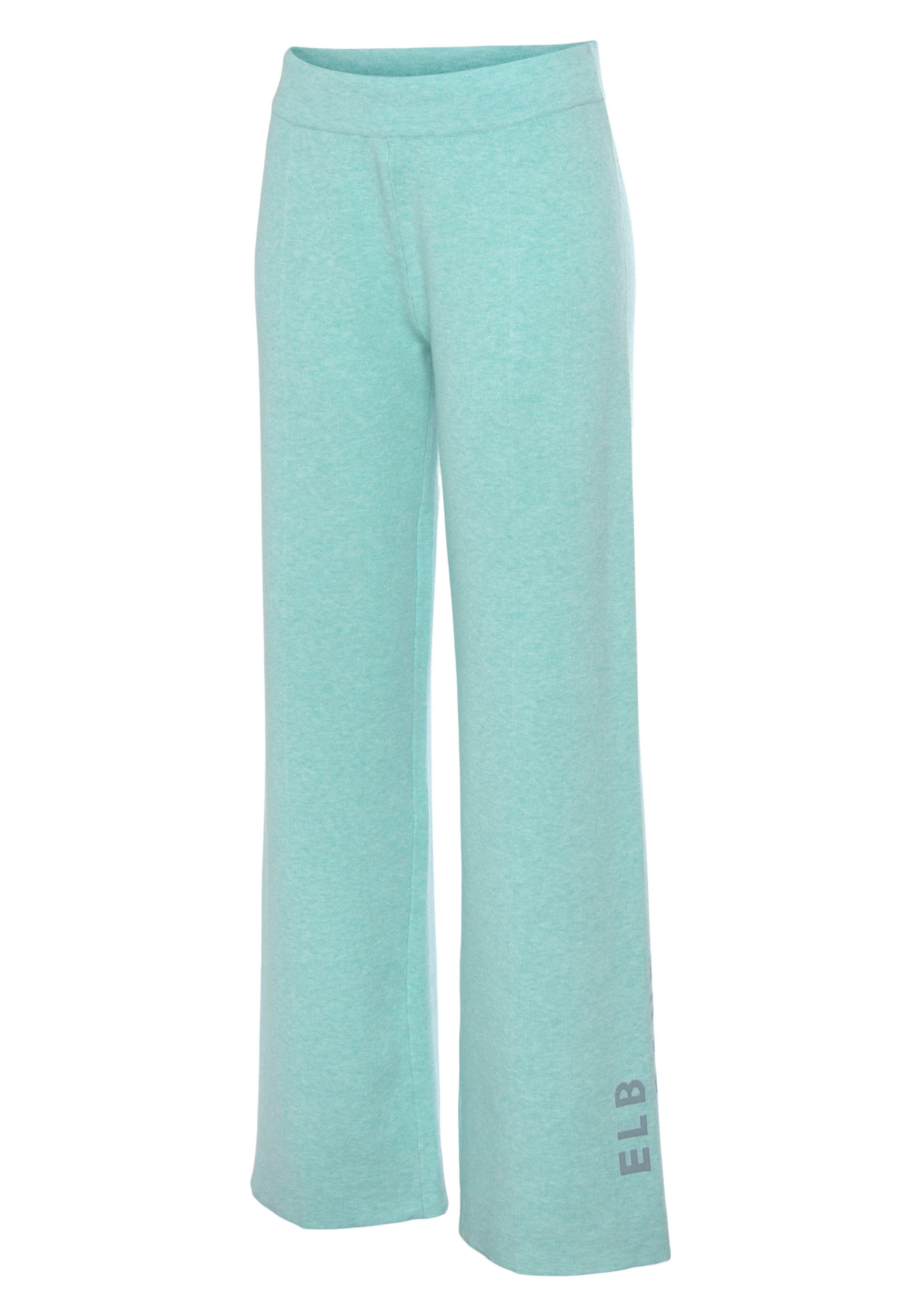 Elbsand Tricotbroek -Loungebroek met wijde pijpen en geborduurd logo, loungewear