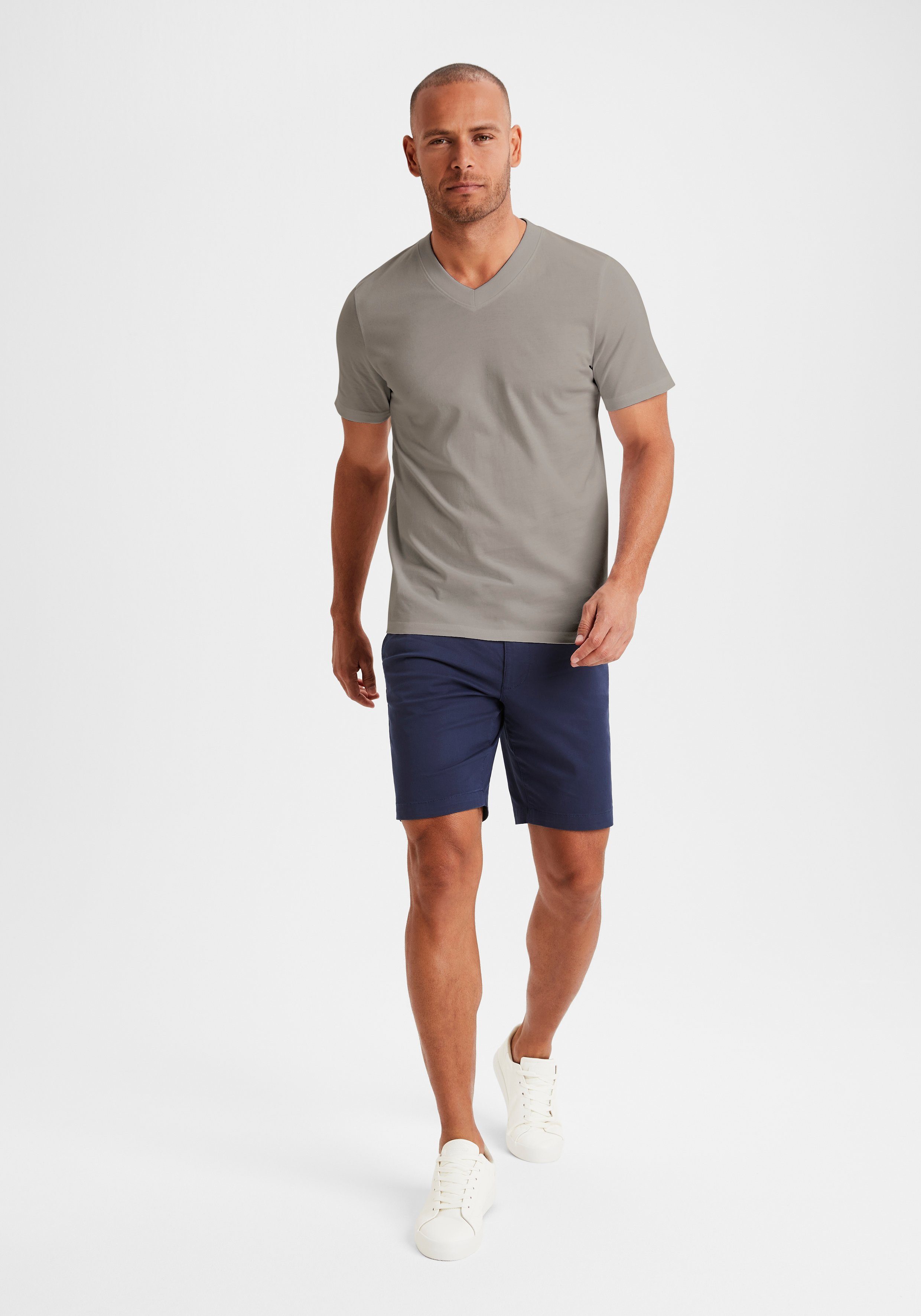 KangaROOS T-shirt Regular fit Vrijetijdsshirt met korte mouwen, V-hals van 100% katoen (Set van 2)