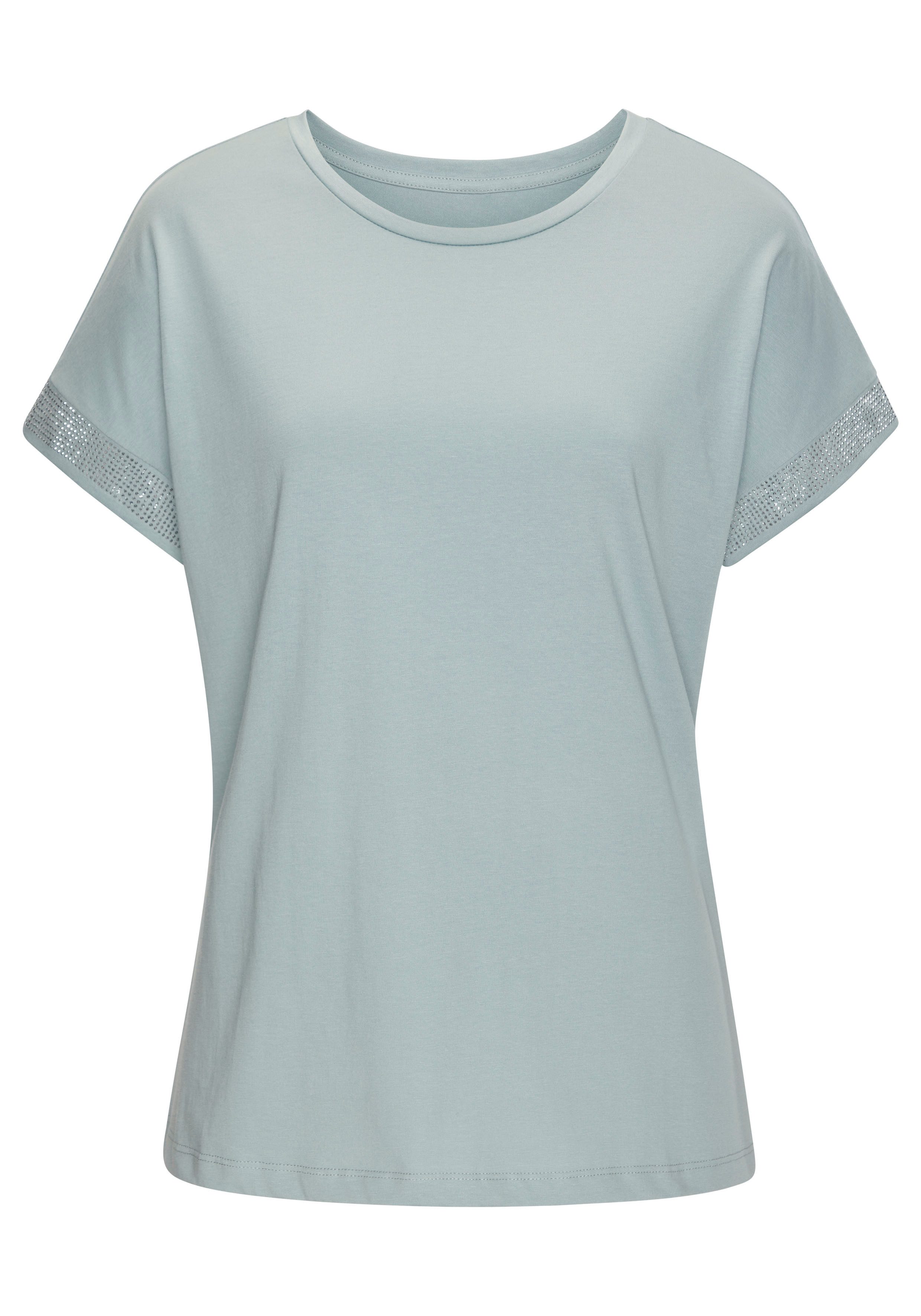 Lascana Shirt met korte mouwen Met glinsterend strass-ontwerp op de arm