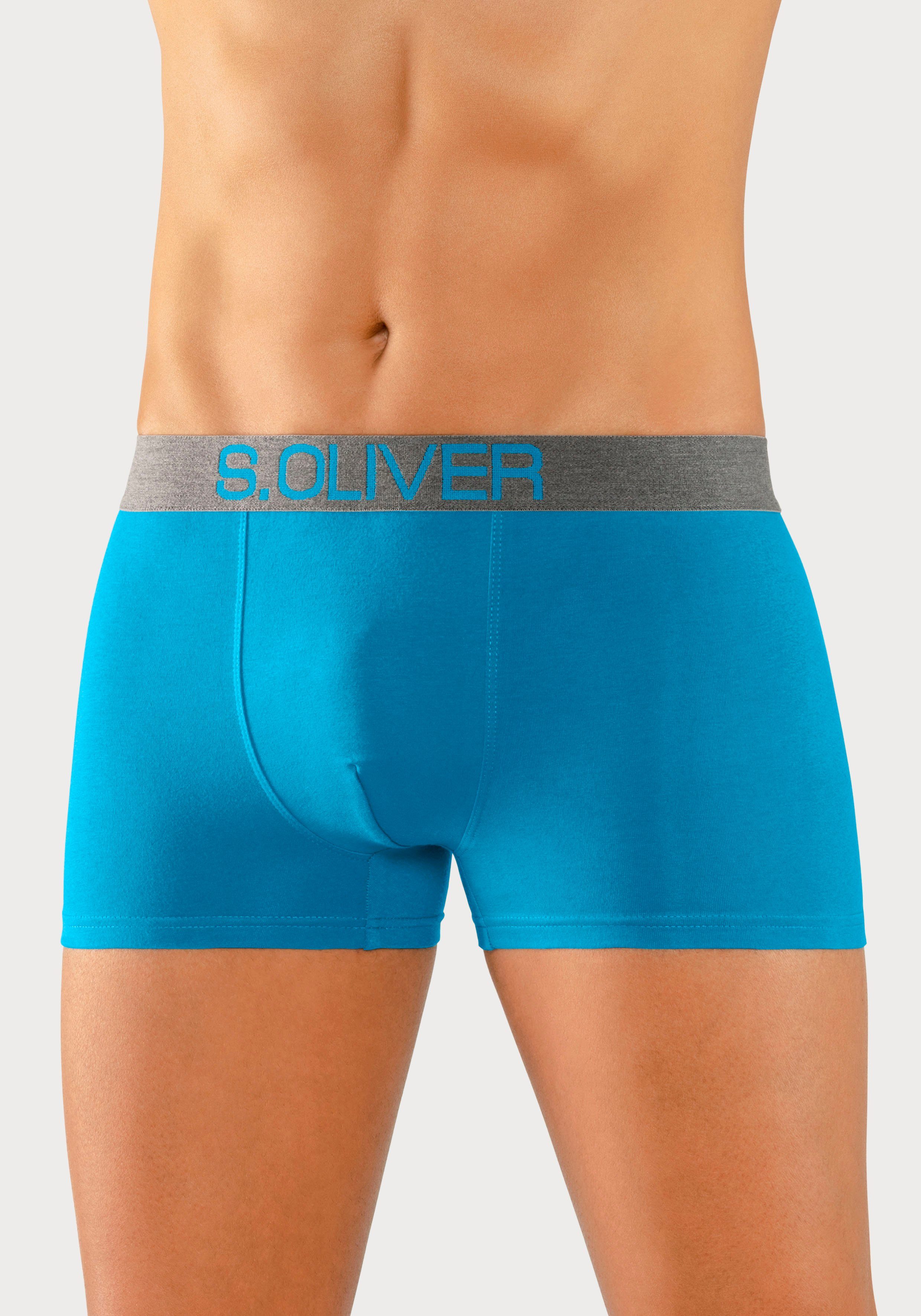 s.Oliver RED LABEL Beachwear Boxershort voor heren met contrastkleurige weefband (set, 4 stuks) heren maat XL blauw