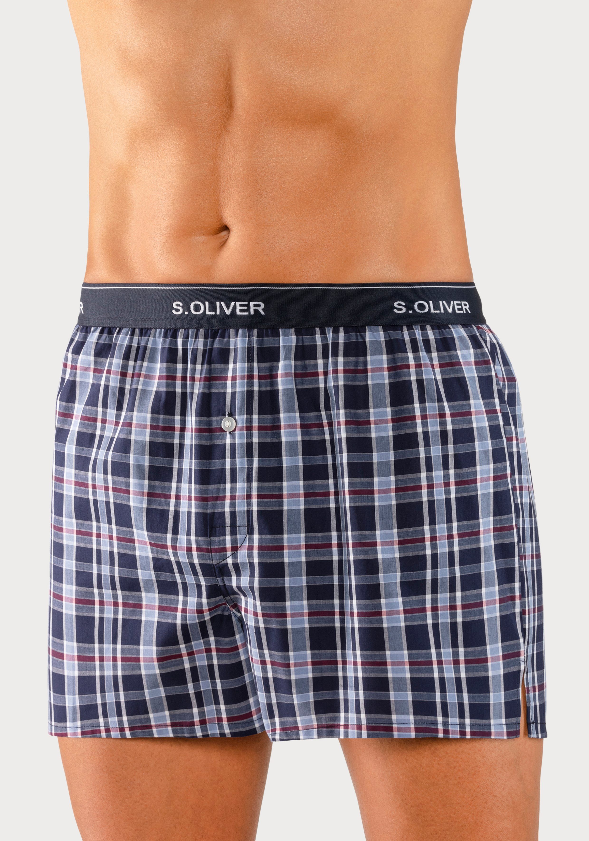 s.Oliver RED LABEL Beachwear Geweven boxershort weefband met logo (set, 2 stuks)