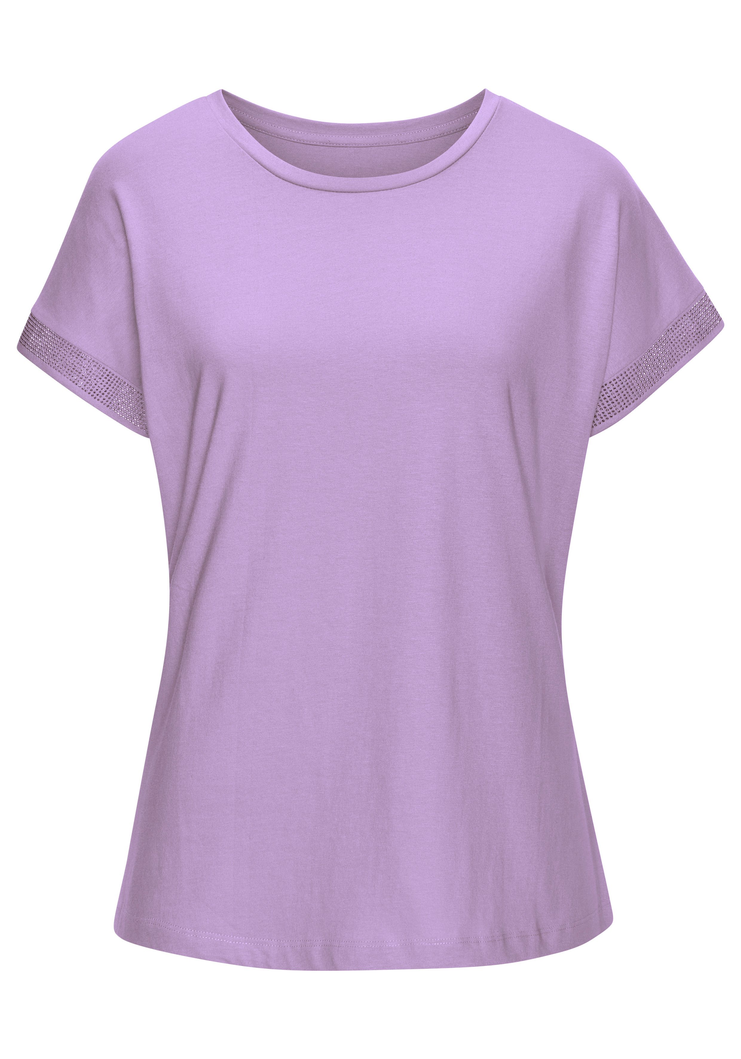 Lascana Shirt met korte mouwen Met glinsterend strass-ontwerp op de arm