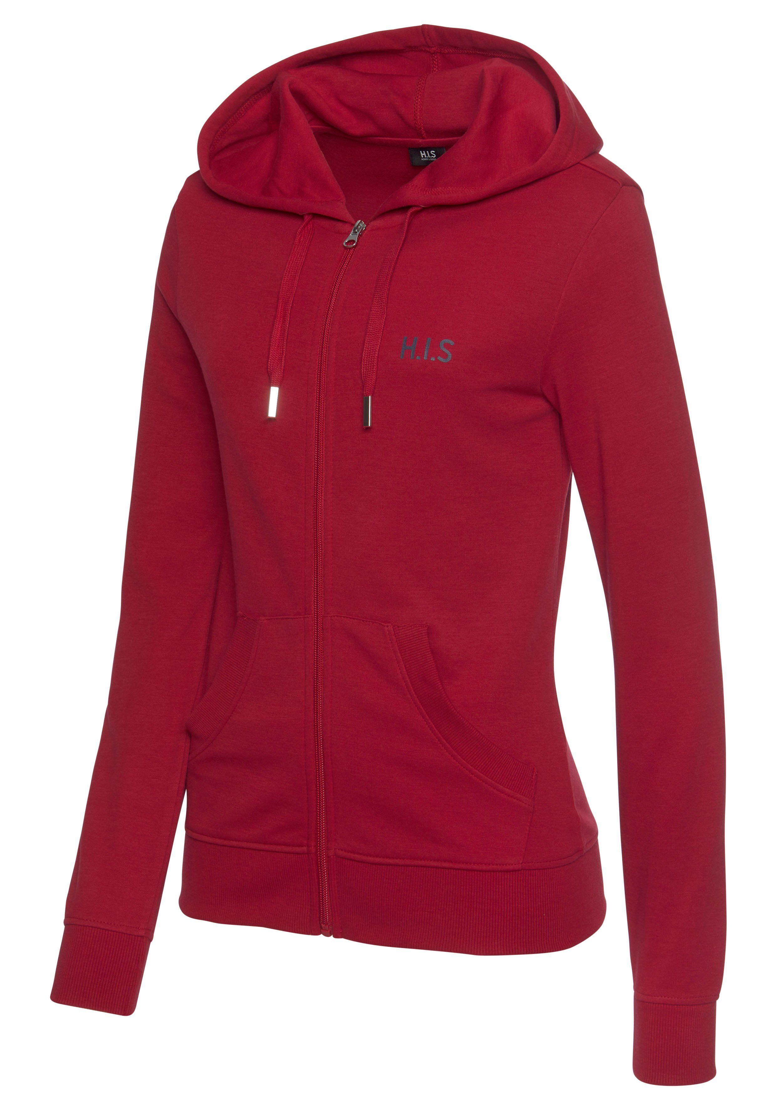 H.I.S Capuchonsweatvest Loungejack met capuchon en zijzakken, loungewear