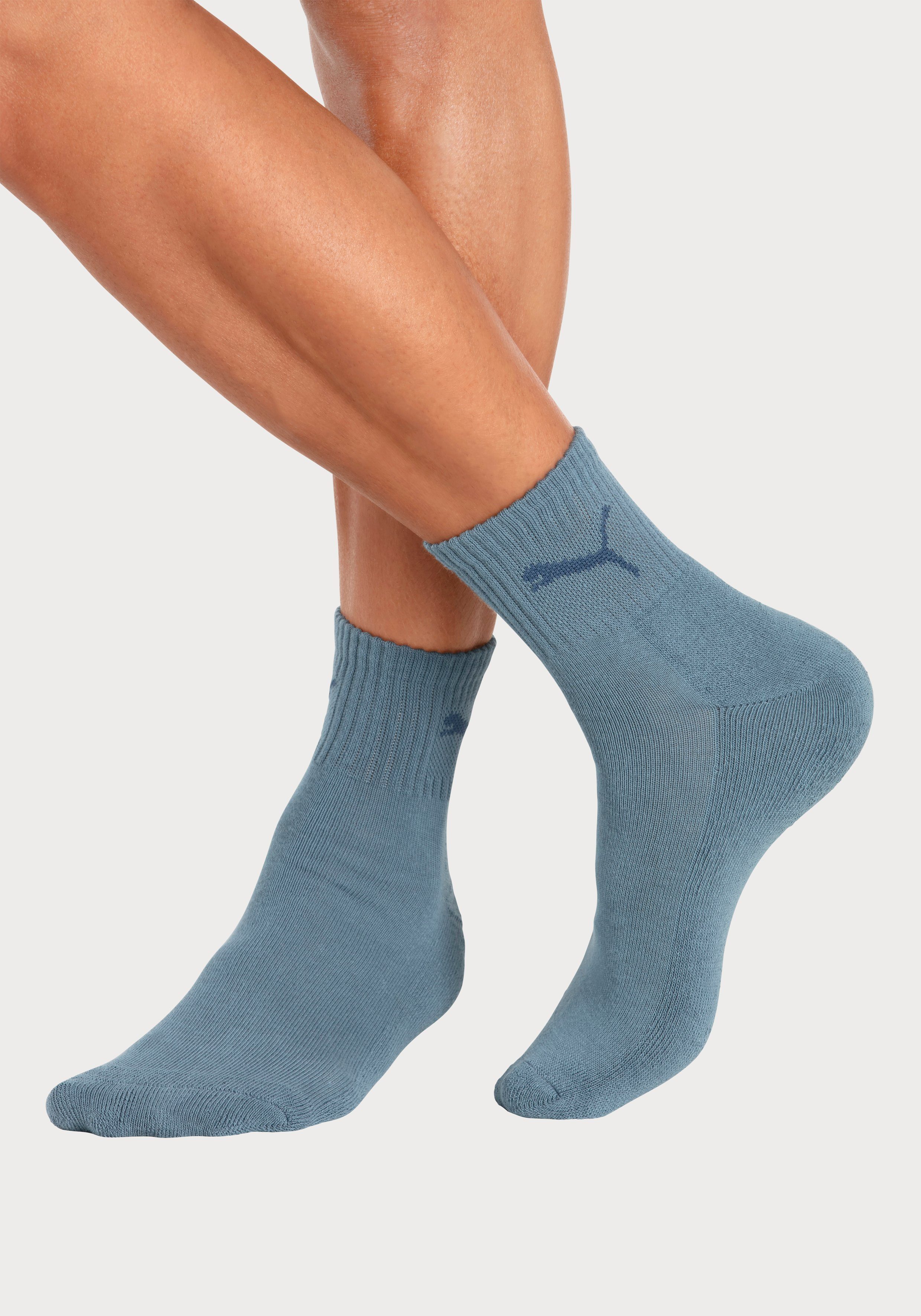 PUMA Sportsokken Short crew Gevoerde frotté-zool, ademend (3 paar) heren maat 39-42 blauw