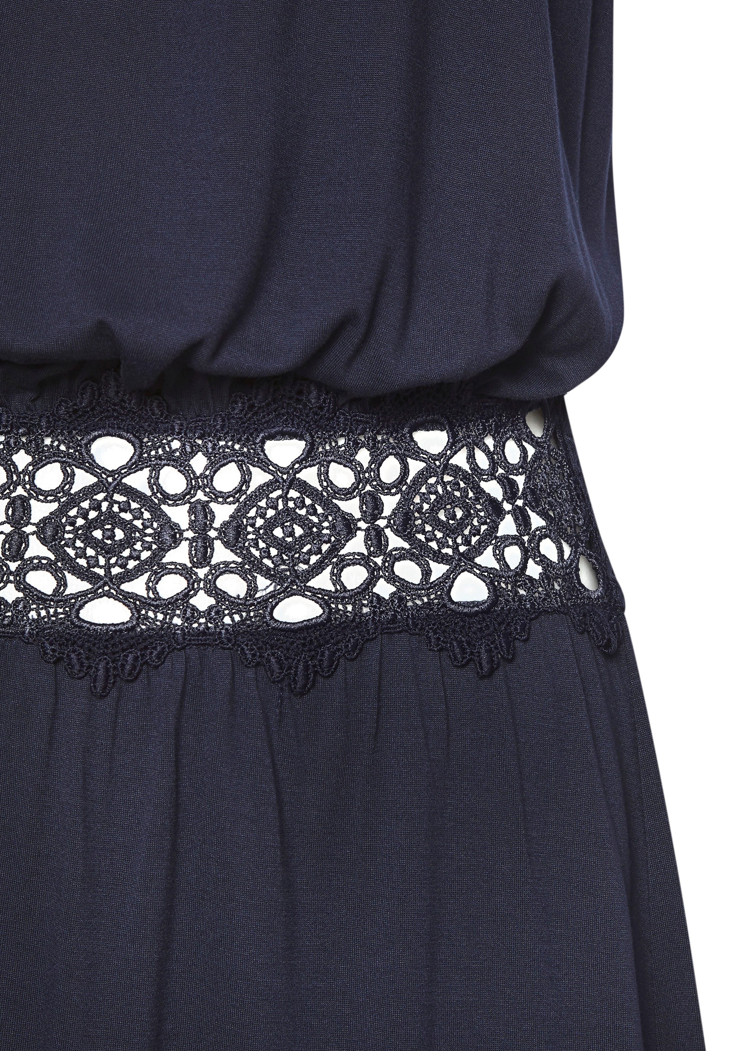 Vivance Midi-jurk met haakwerk inzet in de taille, elegante zomerjurk van jersey