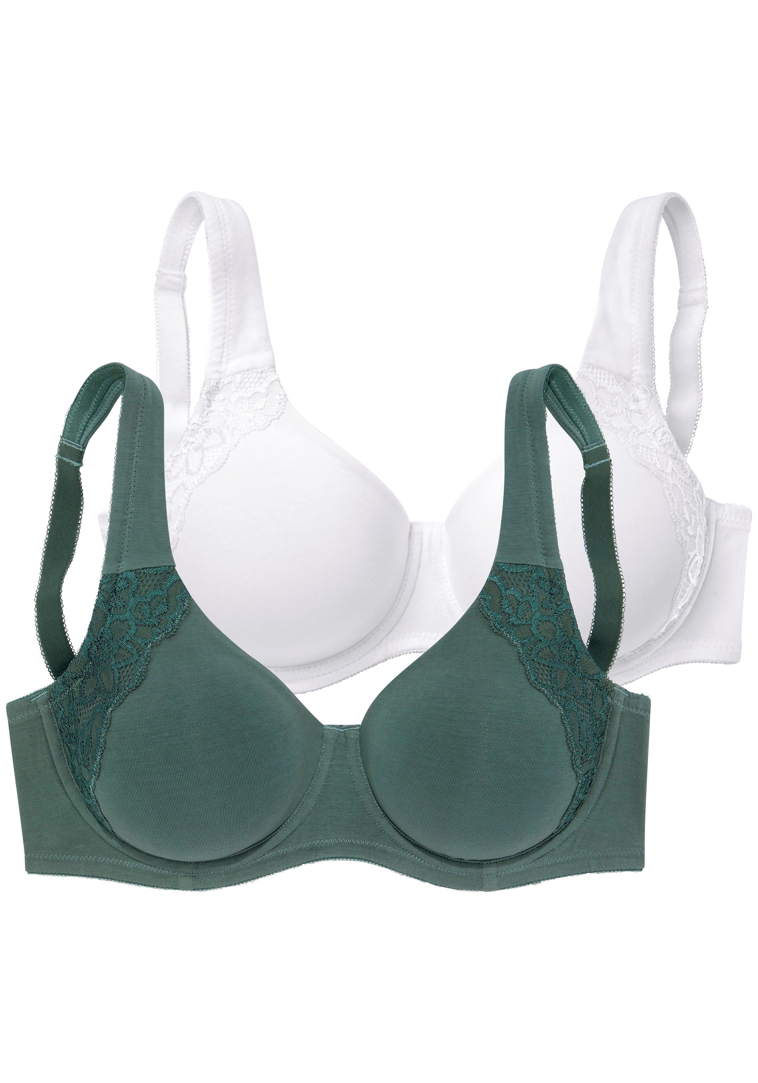 Petite fleur Minimizer-bh met beugel, met dubbellaagse cups en bredere bandjes (Set van 2) beugel bh's maat 75 C groen