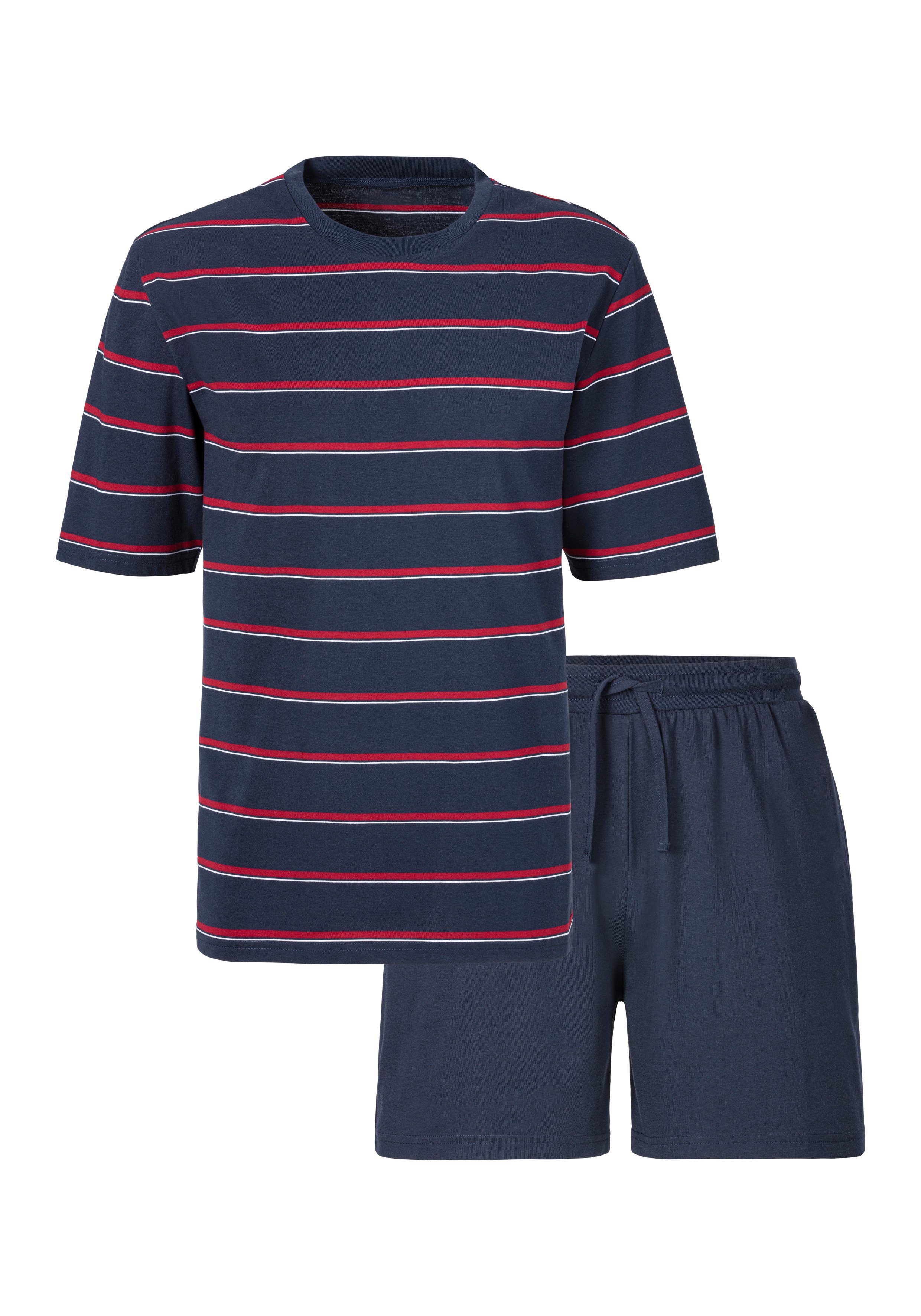 H.I.S Pyjama Pyjama met garenverfde strepen (2-delig, 1 stuk) heren maat 56/58 blauw