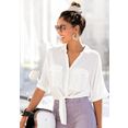 lascana blouse met korte mouwen met knoopdetail wit