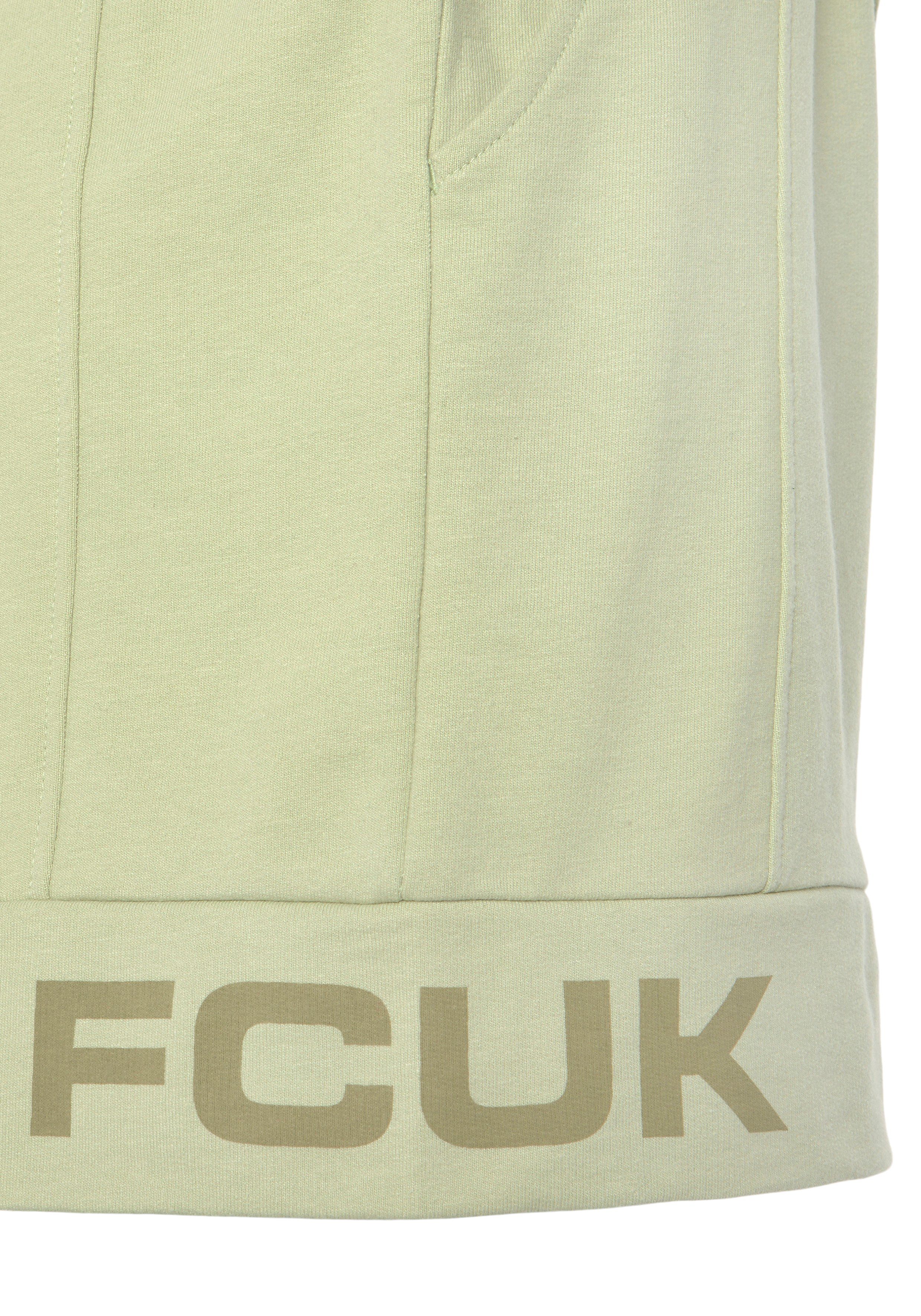 FCUK Sweatshort met lengte scheidingnaad en logo-opdruk, loungewear (1-delig)