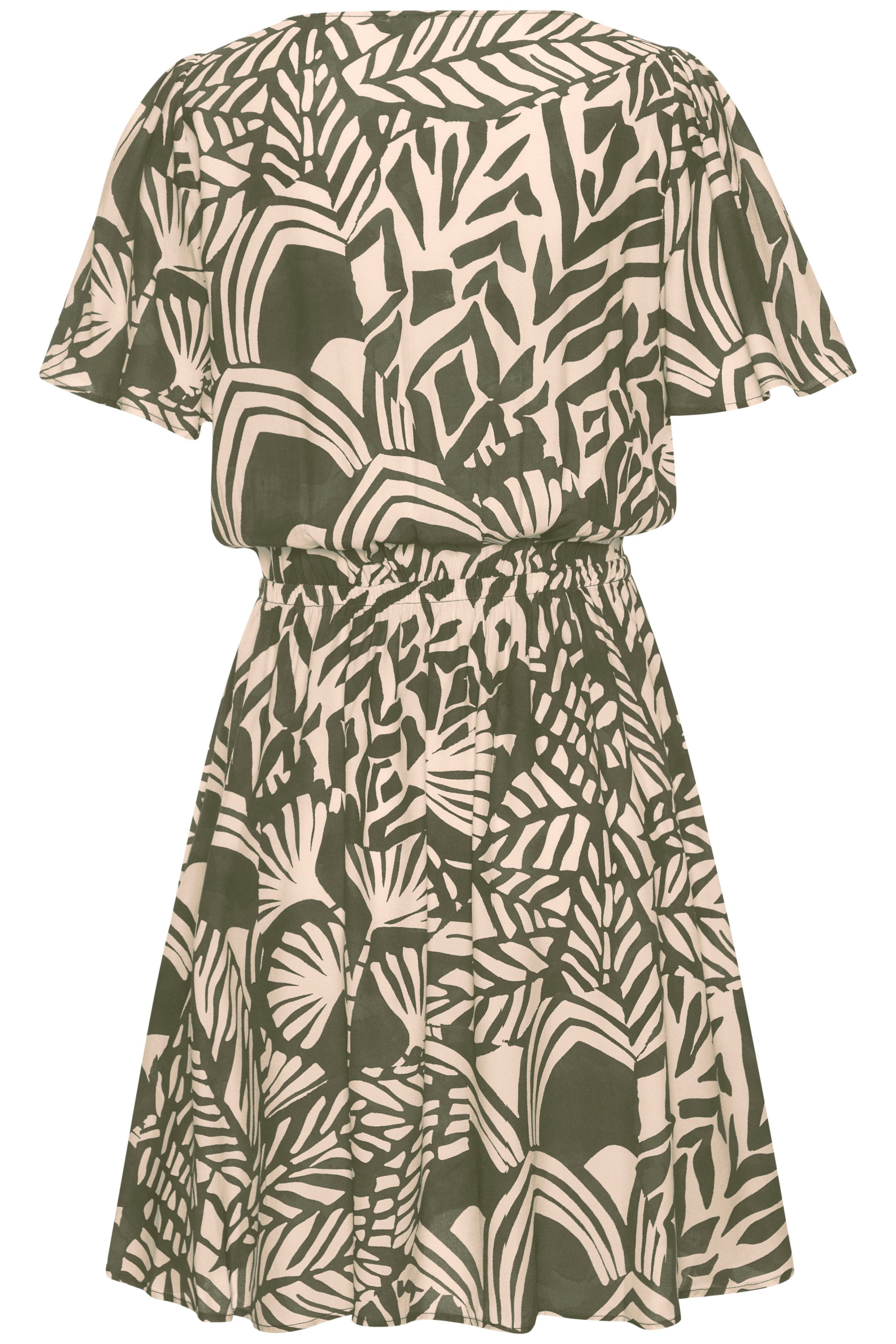 Lascana Zomerjurk met alloverprint, vleugel mouwen, zomerjurk, geweven stof