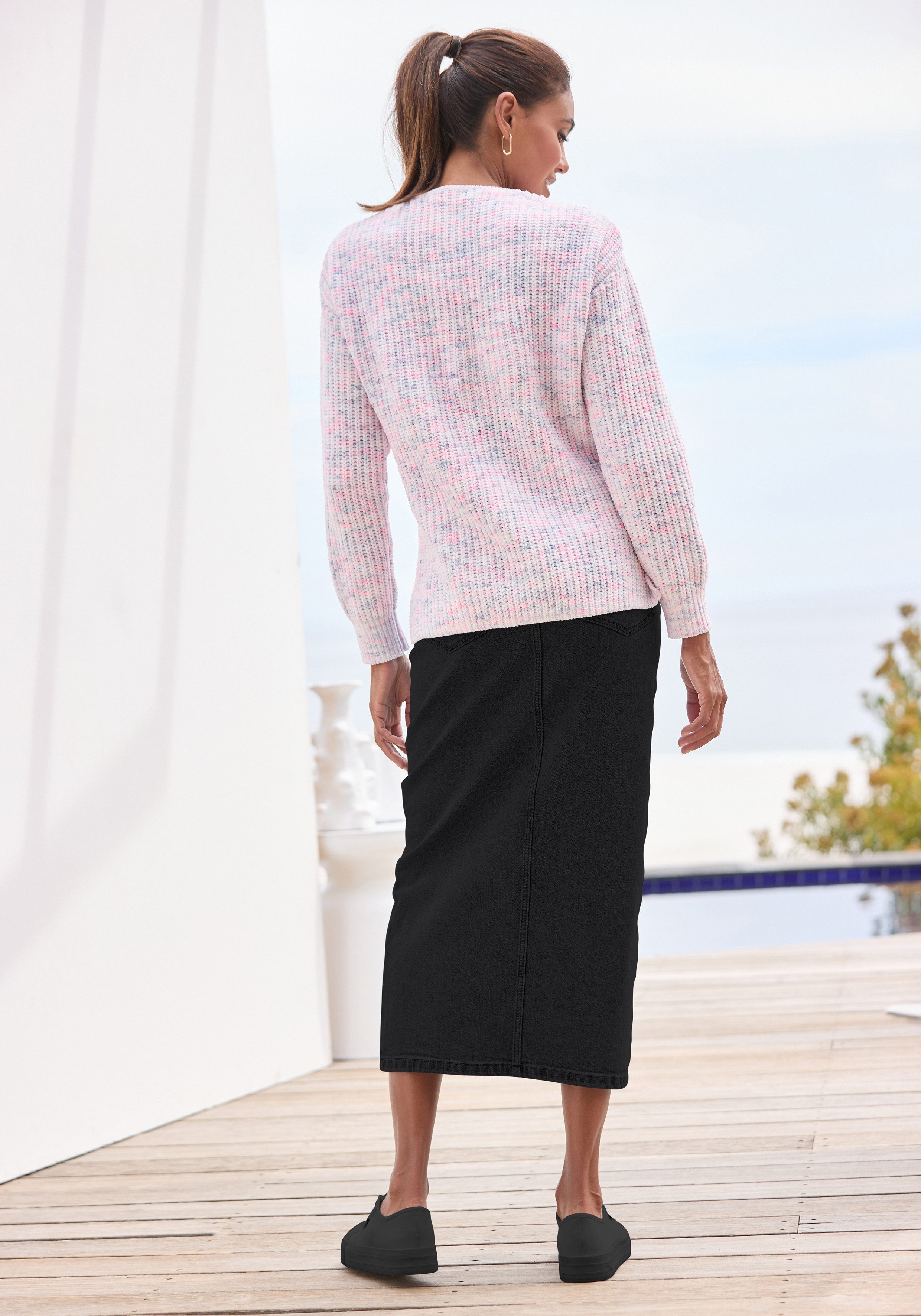 Buffalo Jeans rok in modieuze midi-lengte, elastische denimrok met split, zomerrok