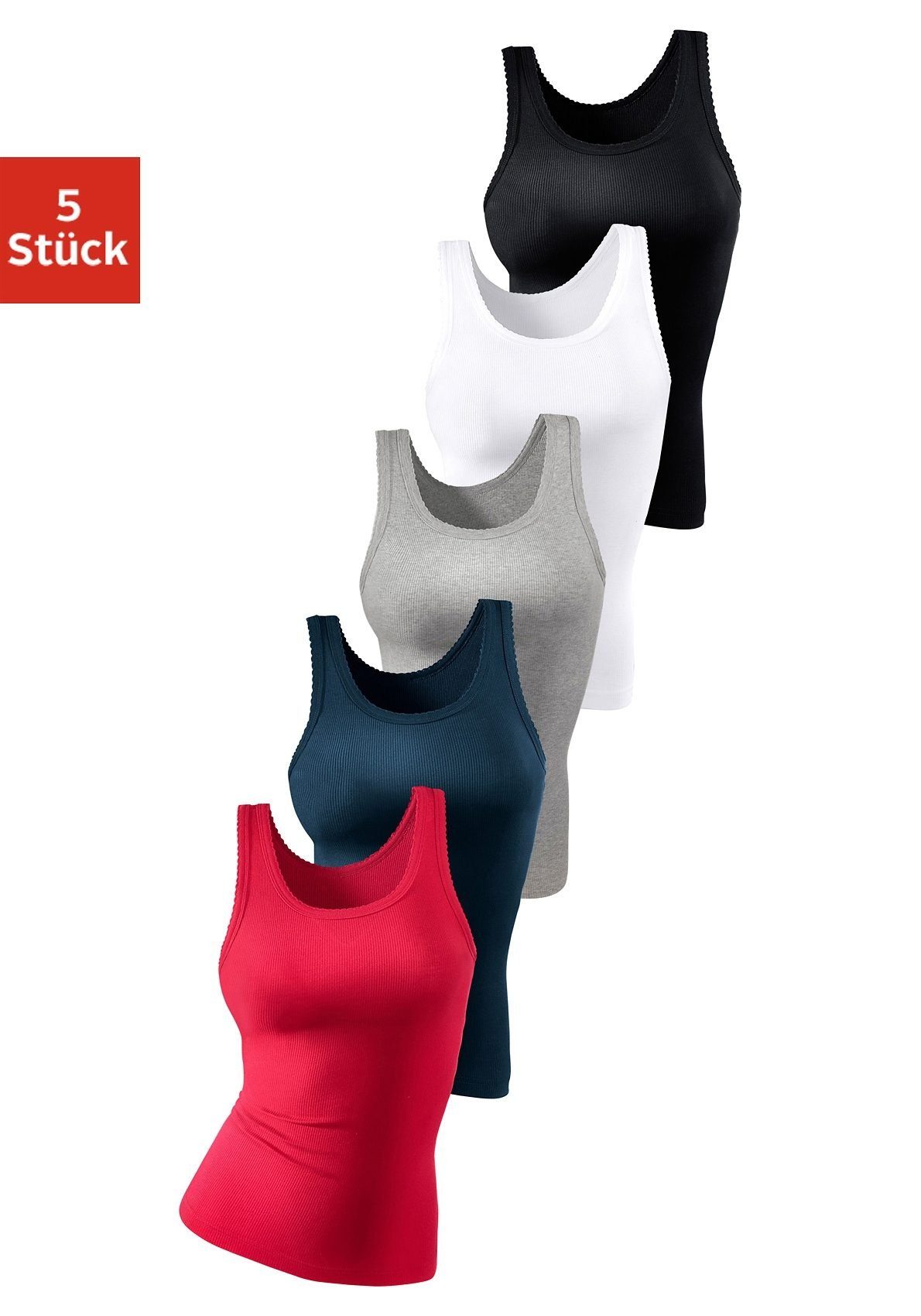 Petite fleur Hemd van zachte fijnrib-kwaliteit, tanktop, onderhemd (5 stuks, Set van 5)