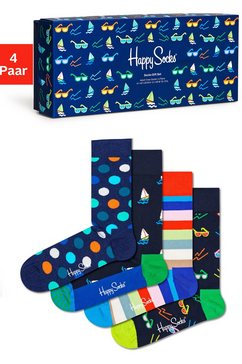happy socks sokken navy in maritieme cadeauverpakking (box, 4 paar) multicolor