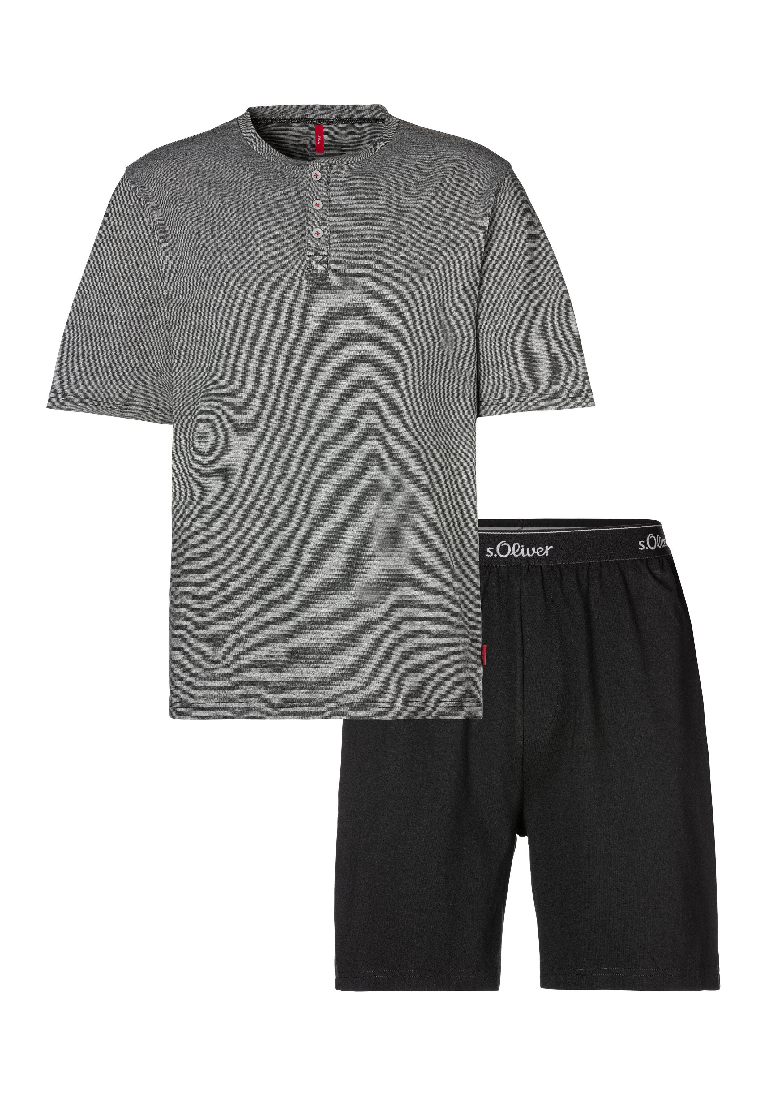 s.Oliver RED LABEL Beachwear Pyjama Pyjama in melange-look met knopenrij (2-delig, 1 stuk)