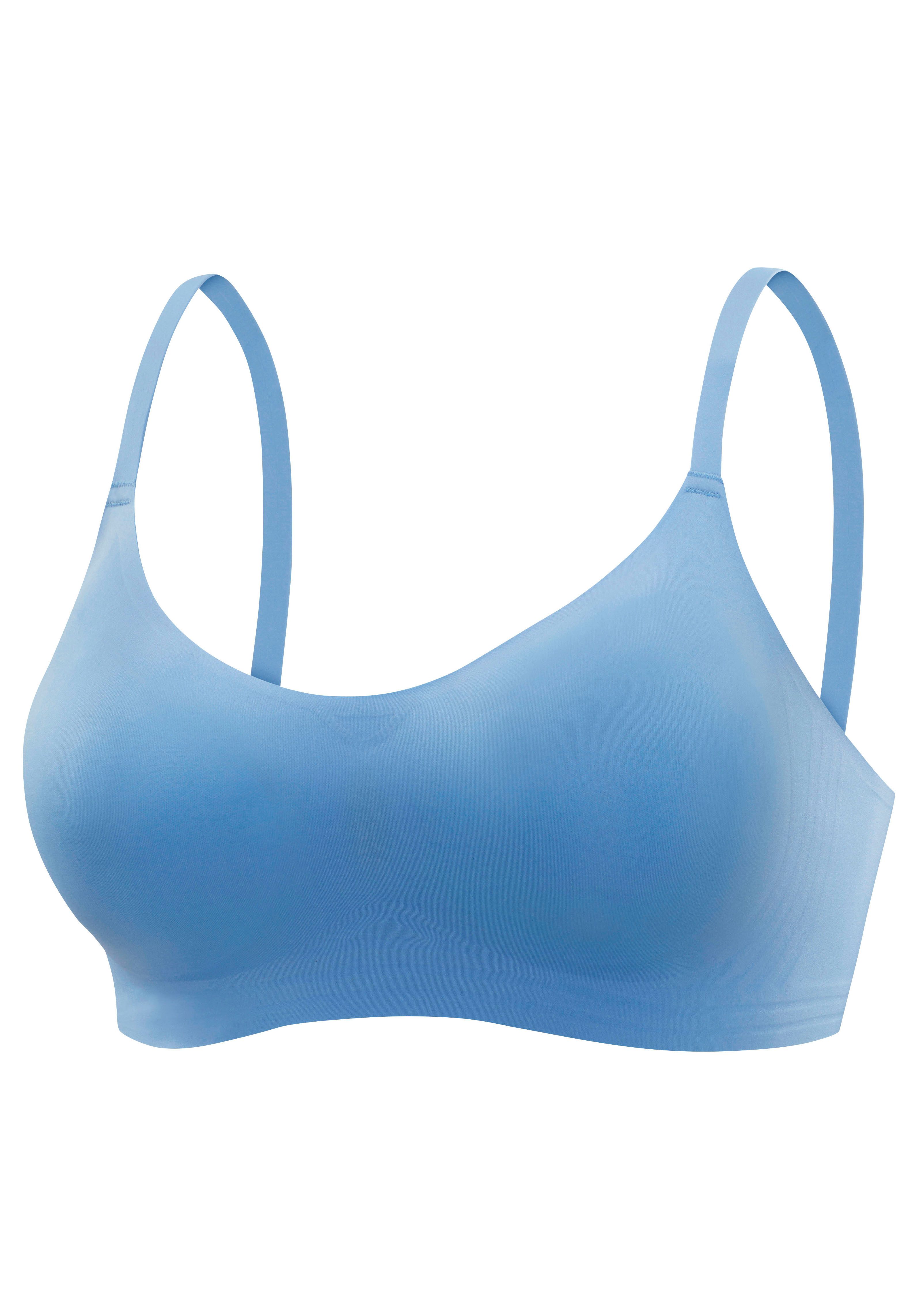 Nuance Bralette-bh NAADLOOS zonder beugels, met verwijderbaar push-up kussen, basic lingerie bh's zonder beugel maat S (38) blauw