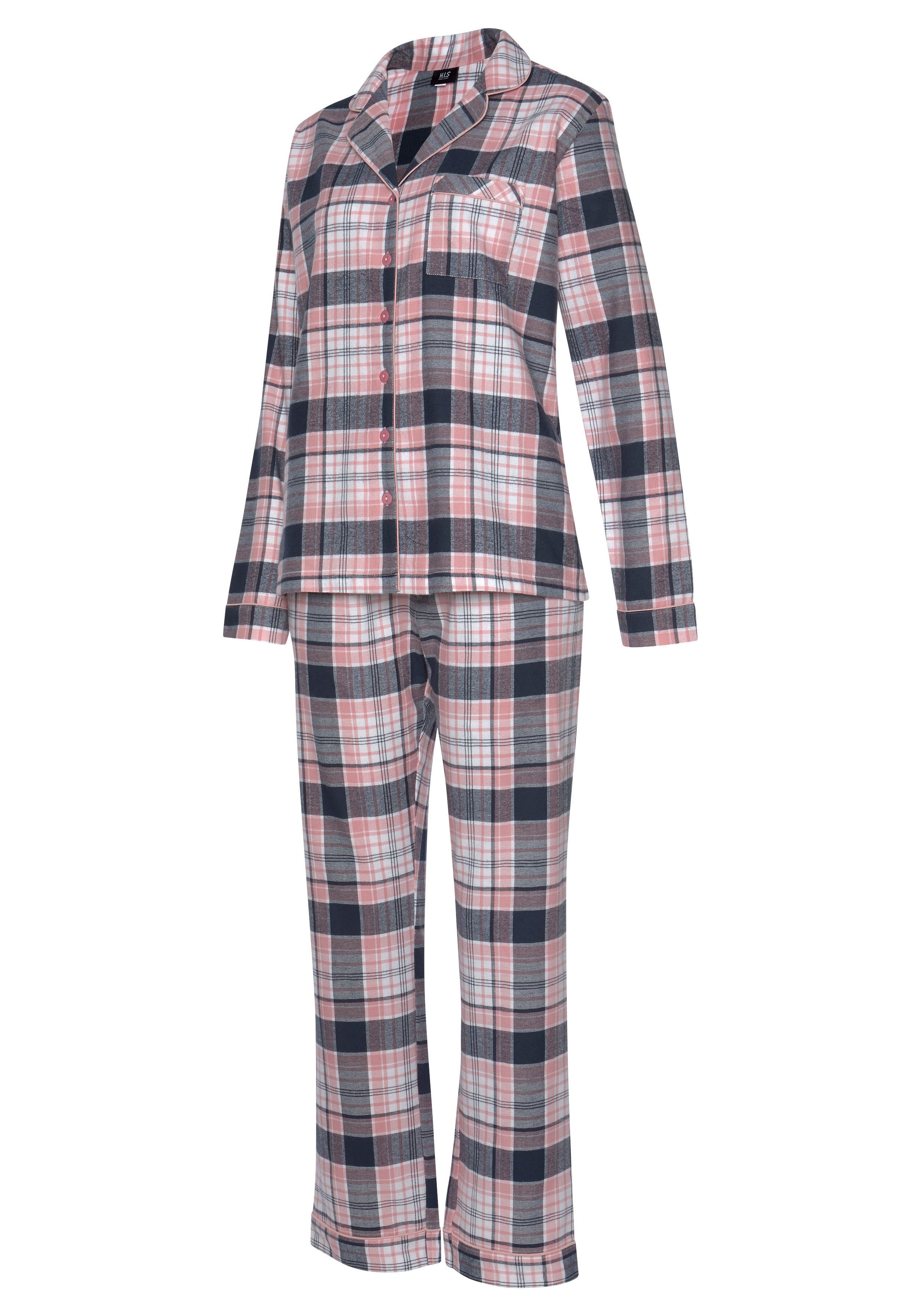 H.I.S Pyjama van flanel met alover ruitpatroon (set, 2-delig)