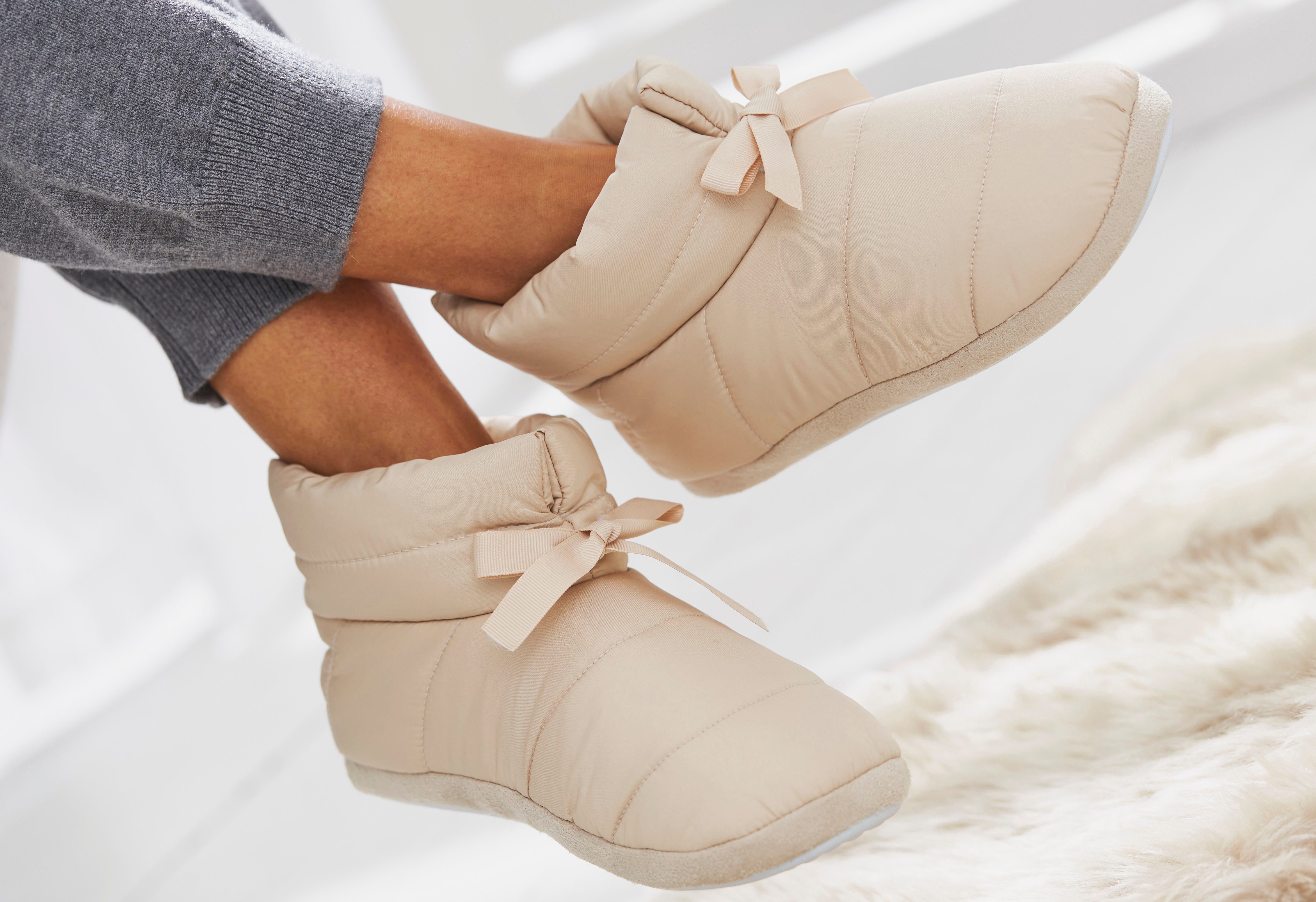 Vivance Pantoffels voor instappen, gestikte look, pluche, slipper, pantoffel vegan