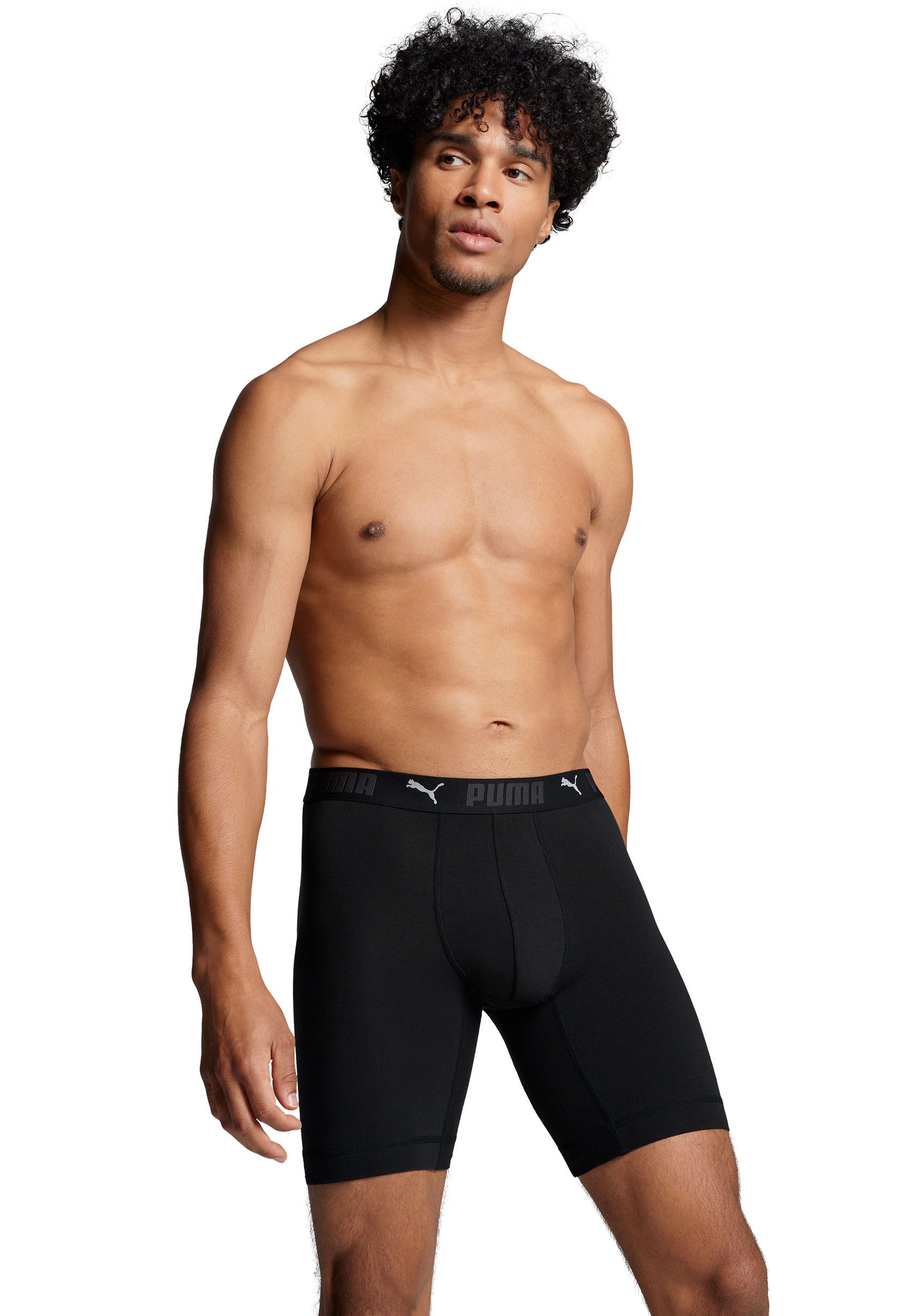 PUMA Boxershort PUMA MEN SPORT COTTON LONG BOXERS 2P (2 stuks, Set van 2) heren maat S zwart