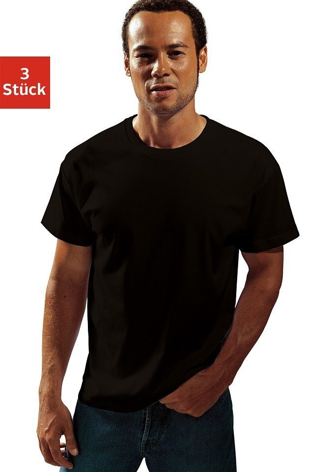 H.I.S T-shirt van katoen, perfect als ondershirt (set, 3-delig) heren maat 4/S zwart
