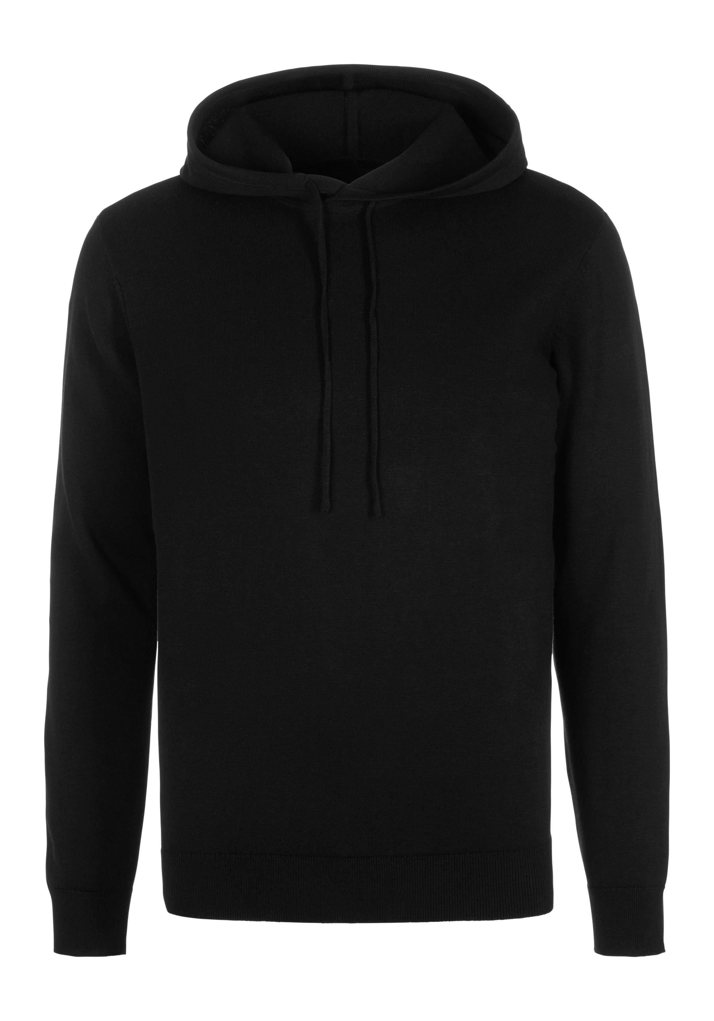 H.I.S Gebreide trui Met capuchon, regular fit Pullover met ronde hals, fijn breiwerk, katoenmix heren maat L (52/54) zwart