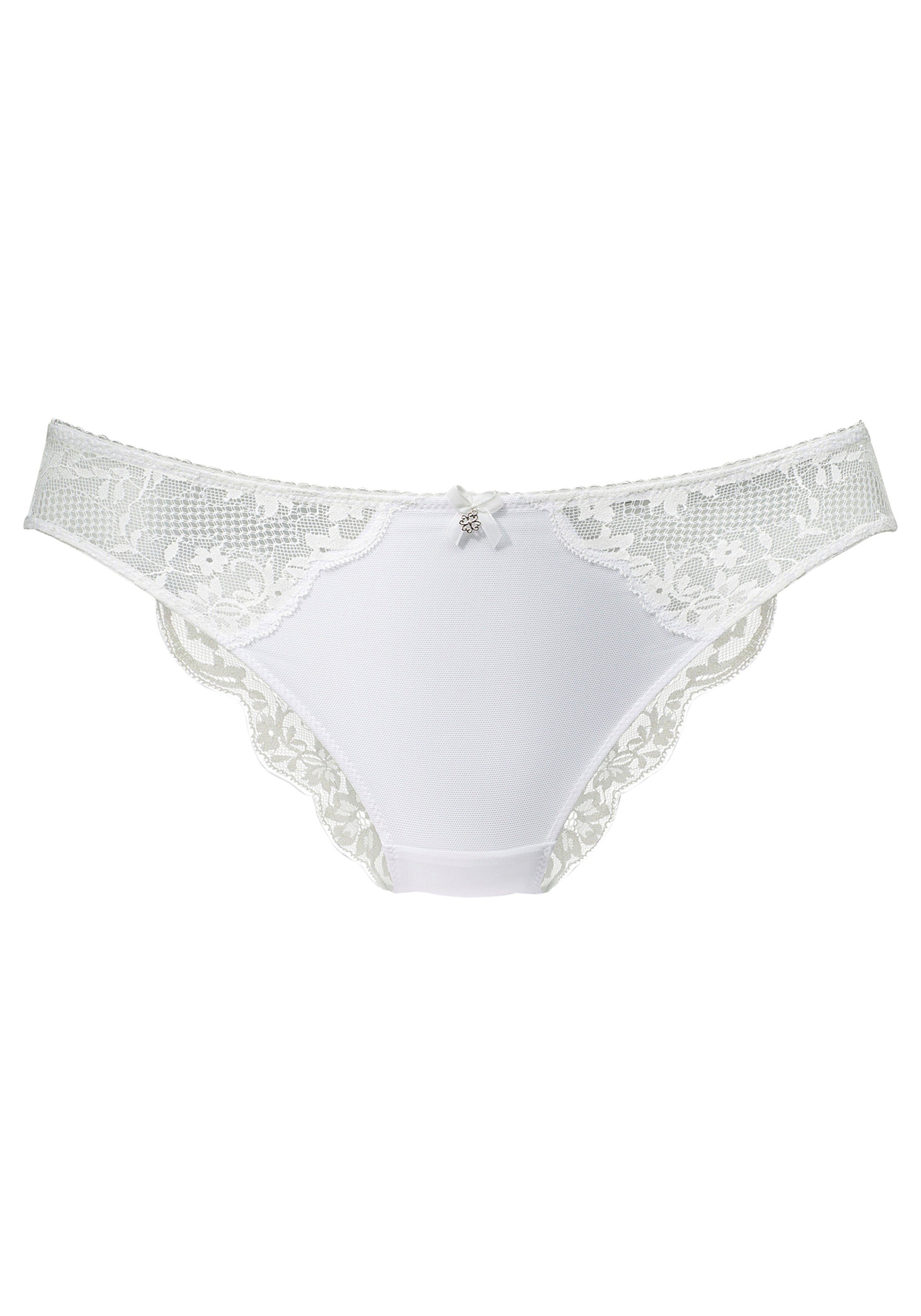 Lascana Tanga van gebloemd kant in stijlvol transparante look slips maat 32/34 wit