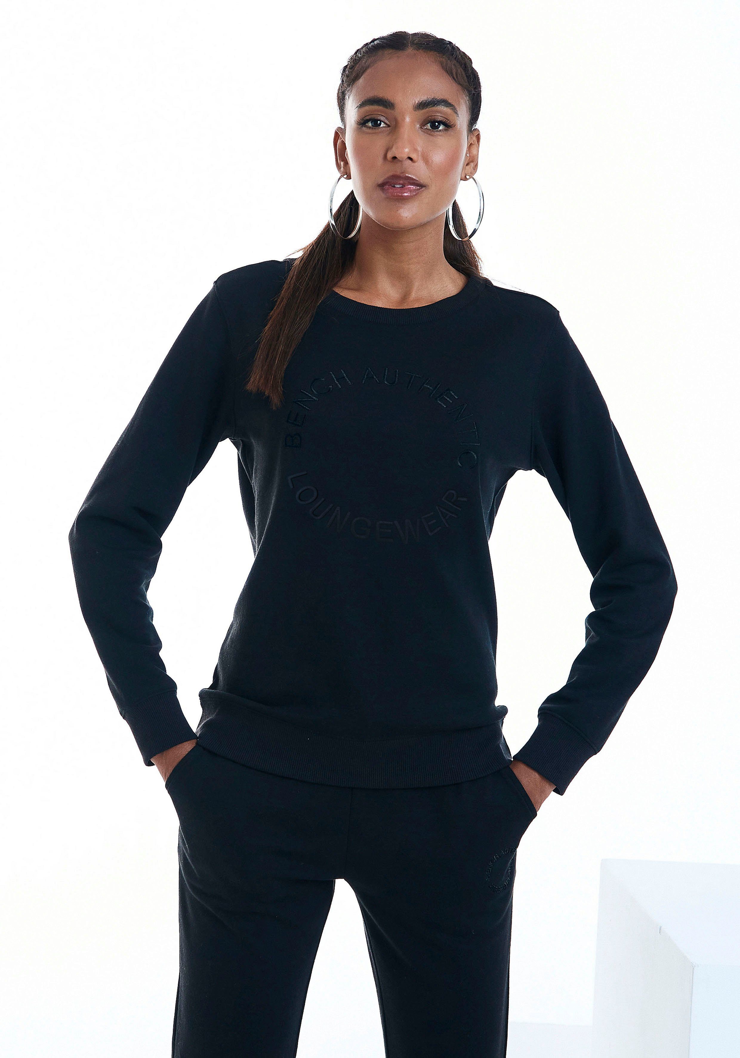 Bench. Loungewear Sweatshirt Met geborduurd logo met ronde logostiksel, loungewear