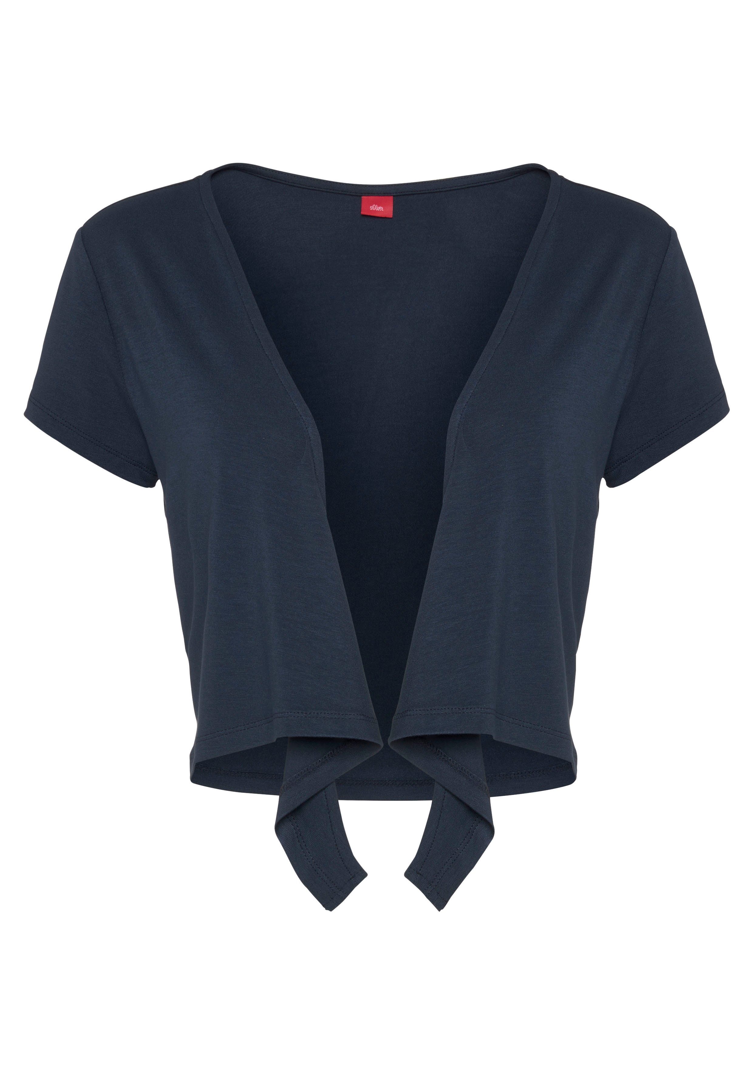 s.Oliver RED LABEL Beachwear Shirt met korte mouwen om te binden, jersey stof, crop shirt, strandshirt