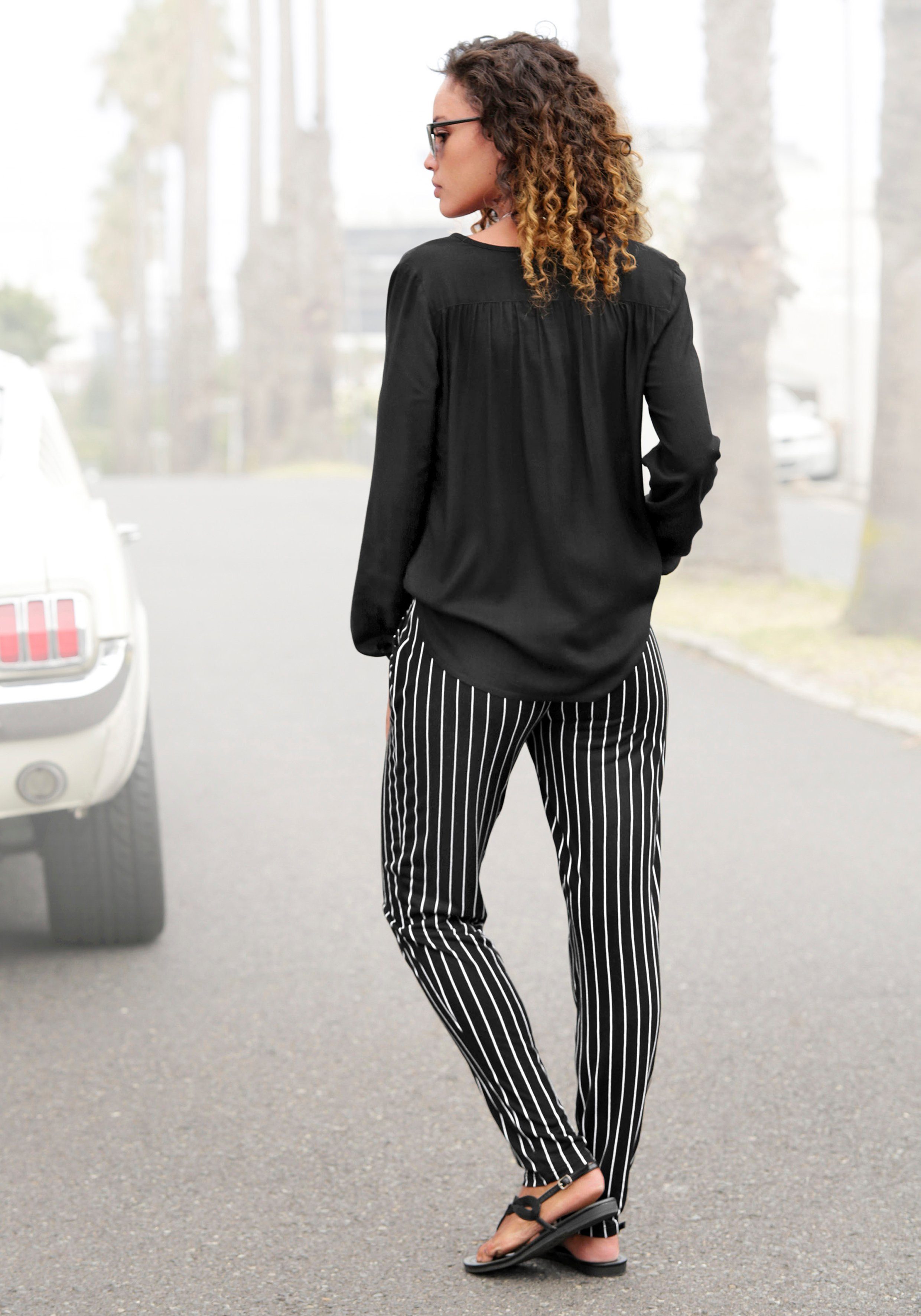 Buffalo Blouse zonder sluiting met knoopsluiting, basic, blouse met lange mouwen