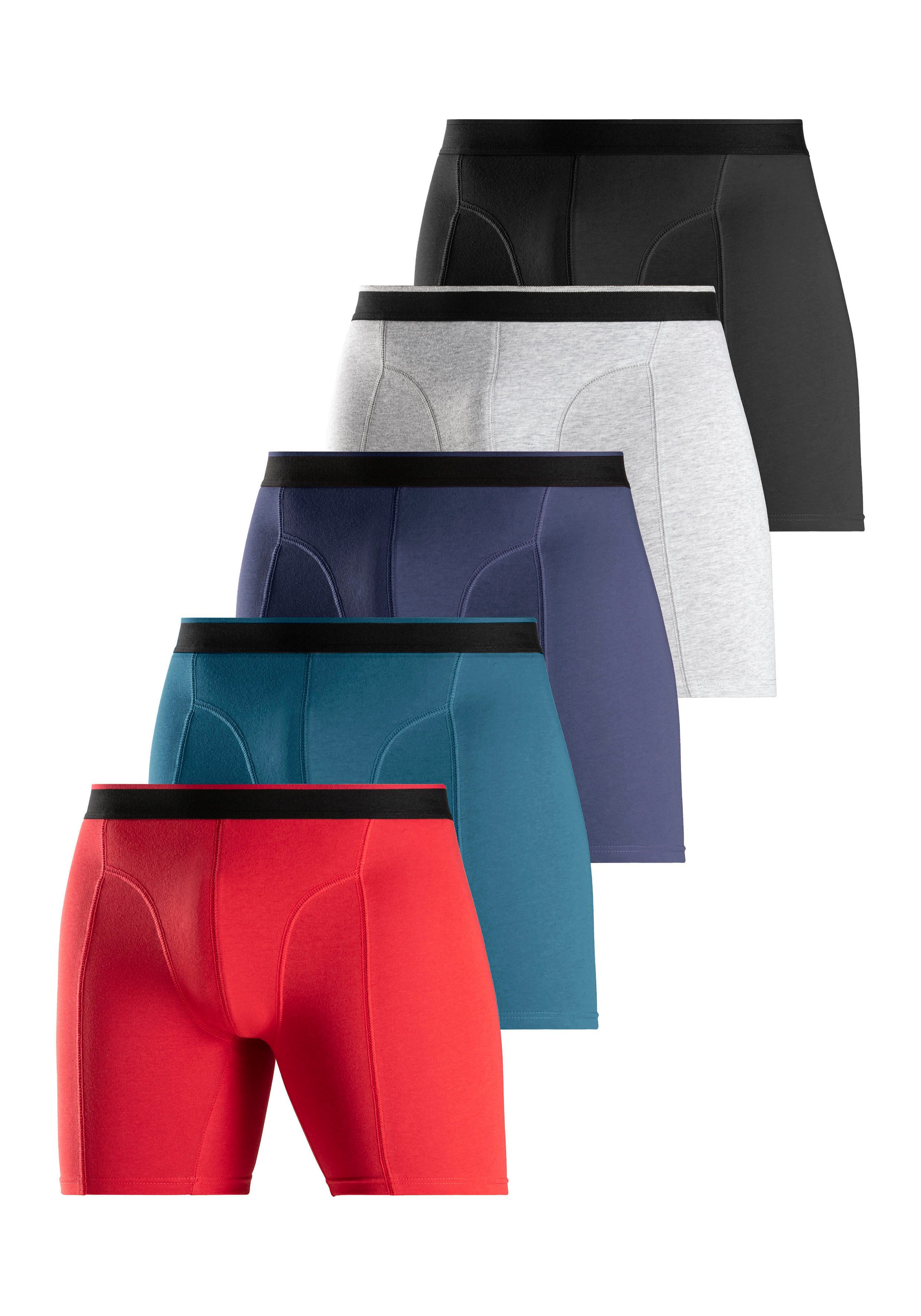 AUTHENTIC LE JOGGER Lange boxershort met twee kleuren geweven band en langere pijpen (set, 5 stuks)