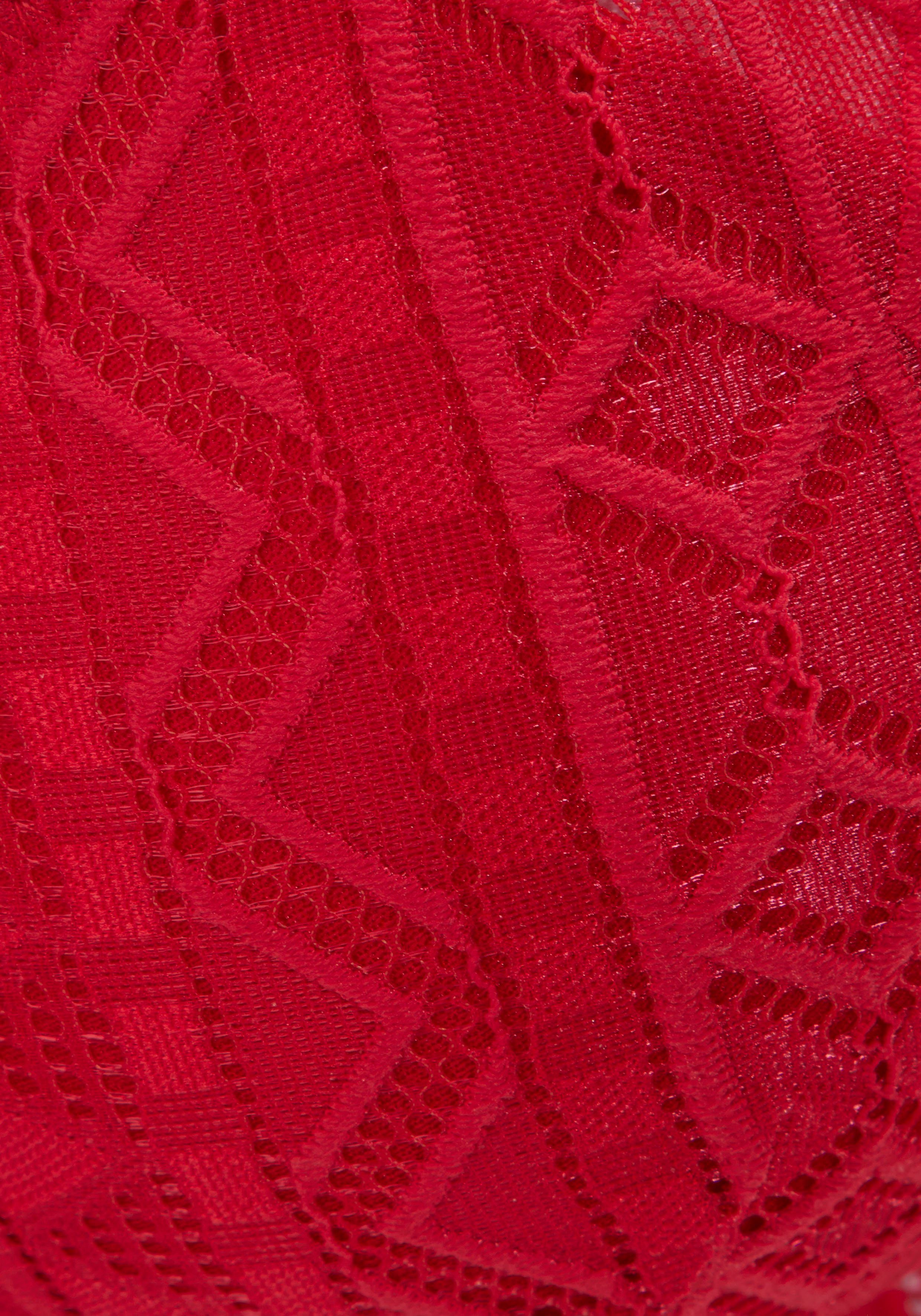 s.Oliver RED LABEL Beachwear Push-up-bh Romane met beugel en grafische kant in transparante look, lingerie