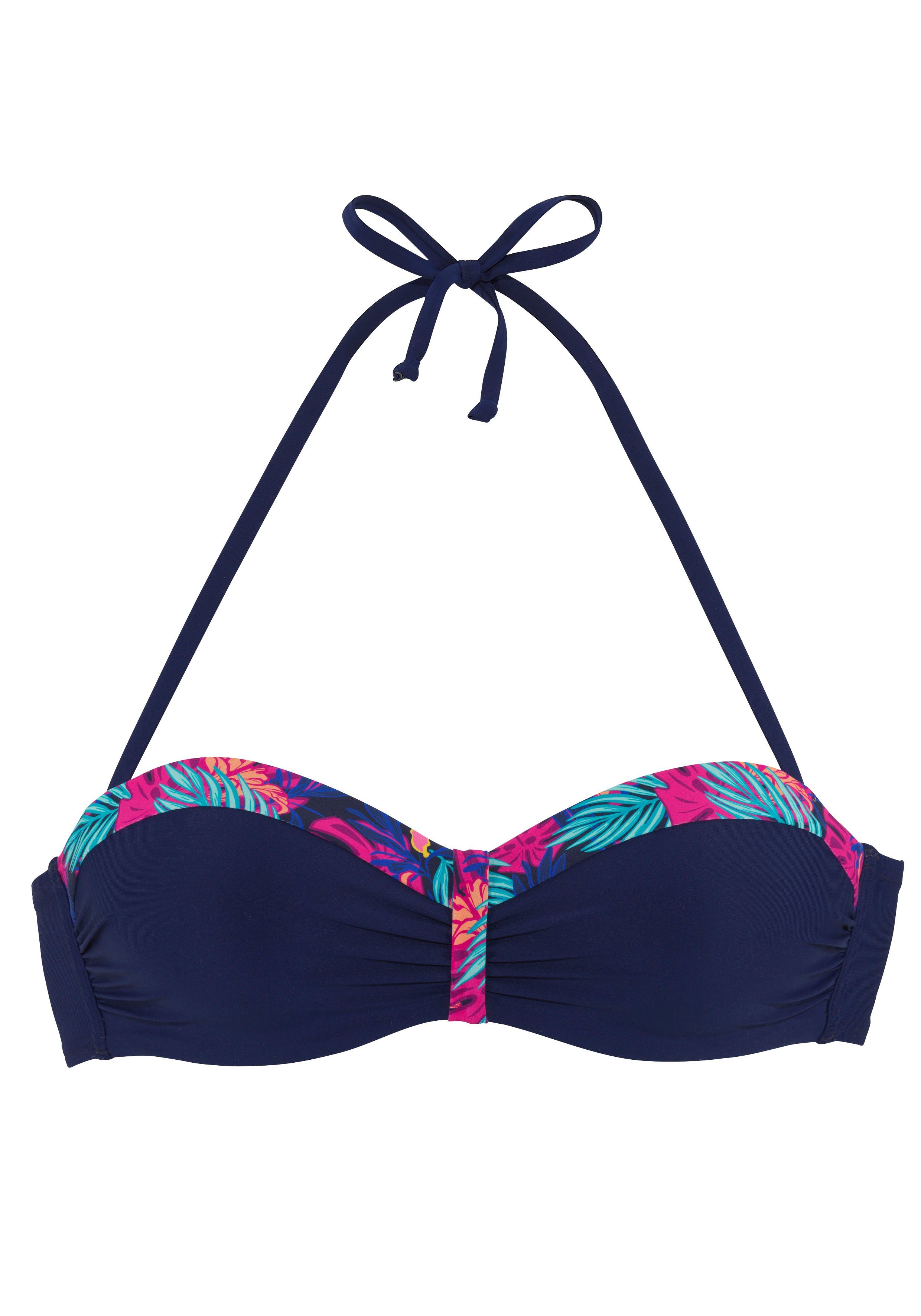 Lascana Beugelbandeau bikinitop Exotic met bedrukte rand aan de cups