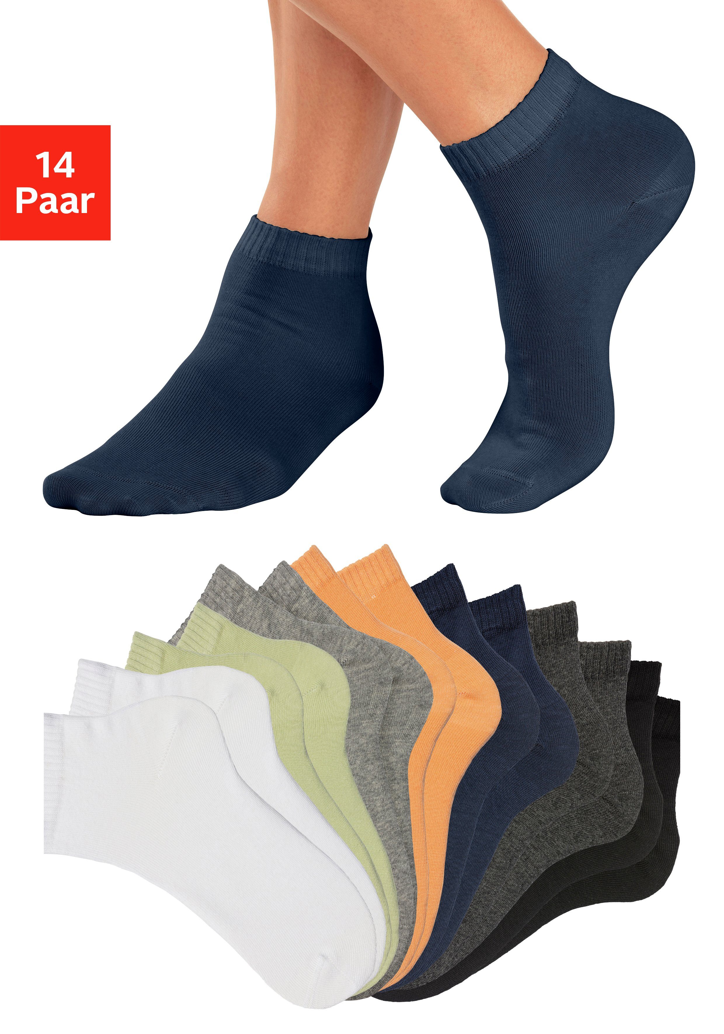 H.I.S Korte sokken met gebreid merklogo in de binnenband (set, 14 paar)