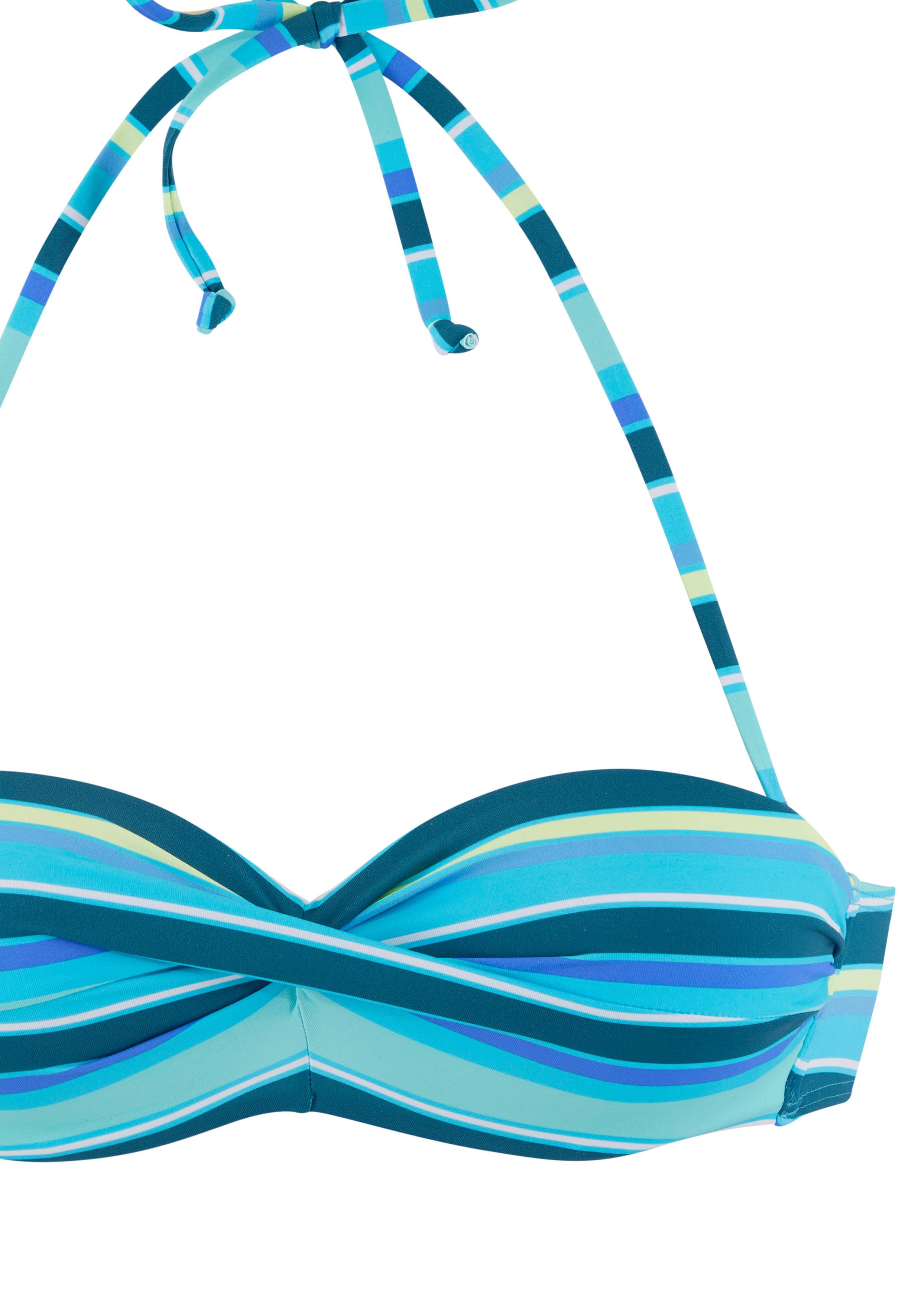 s.Oliver RED LABEL Beachwear Beugelbikinitop in bandeaumodel Fun in een trendy streepdessin
