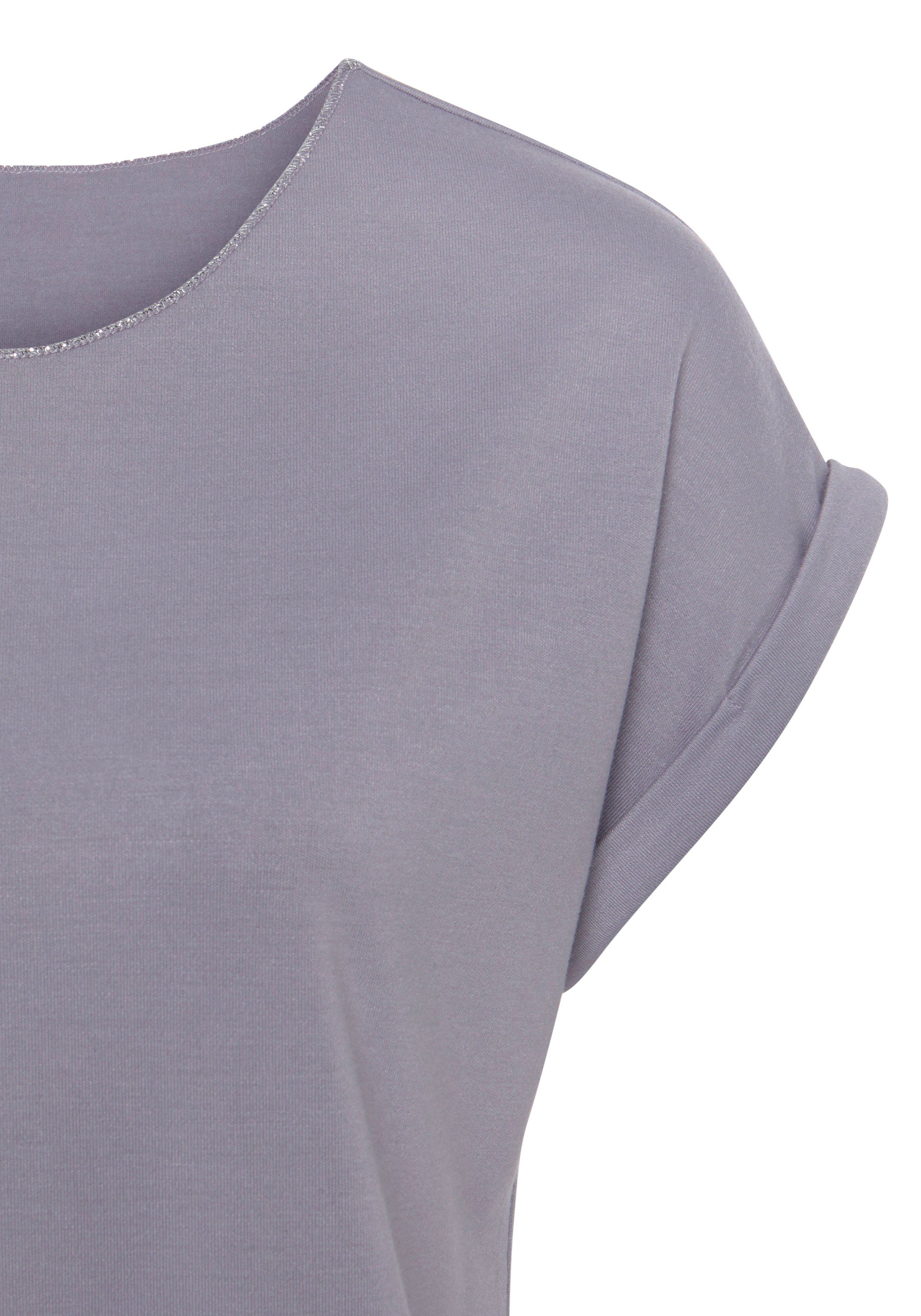 Lascana Shirt met ronde hals Met elegante glinsterafwerkingen in een gemakkelijk te onderhouden kwaliteit (1-delig)