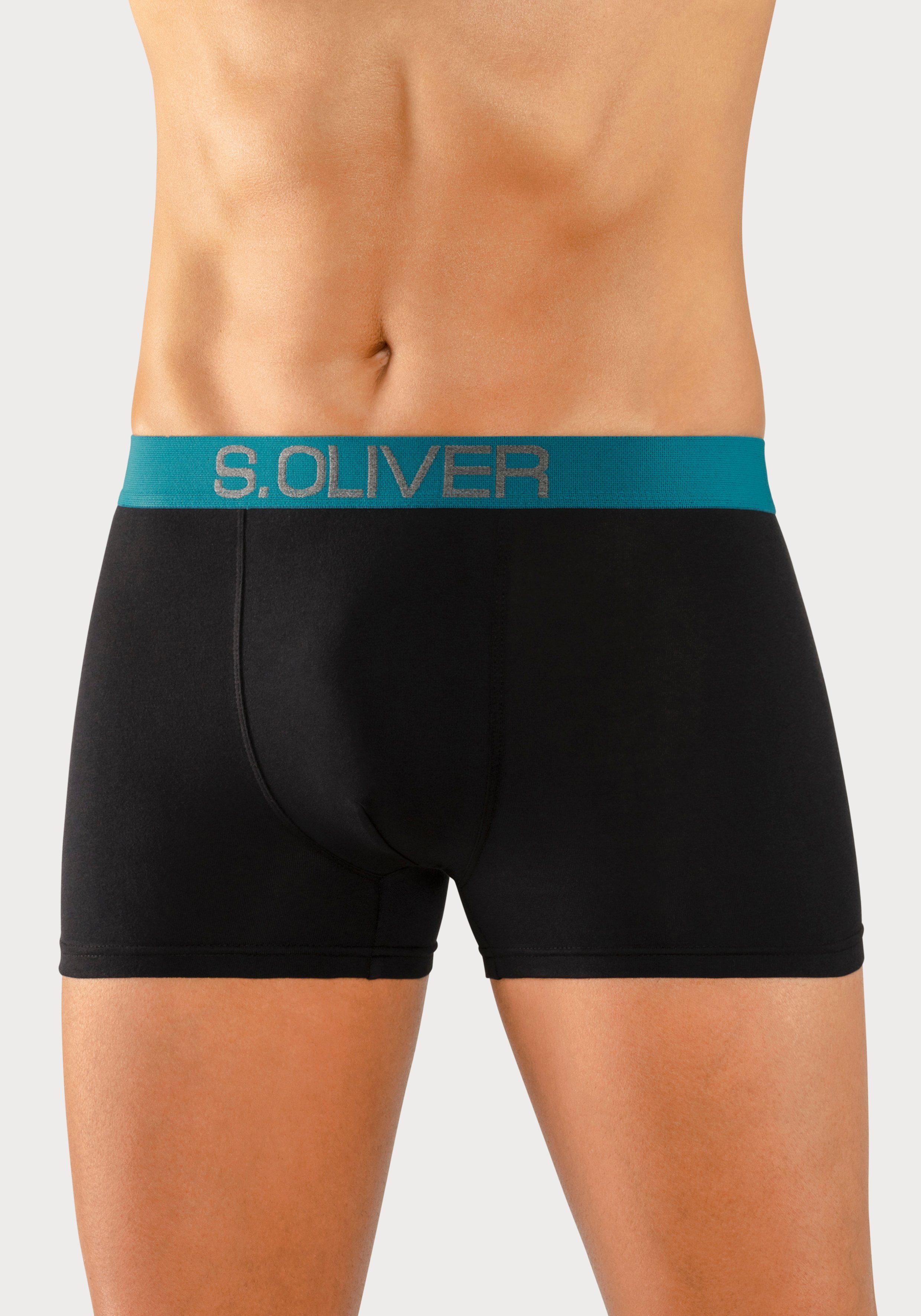 s.Oliver RED LABEL Beachwear Boxershort voor heren met contrastkleurige weefband (set, 4 stuks)