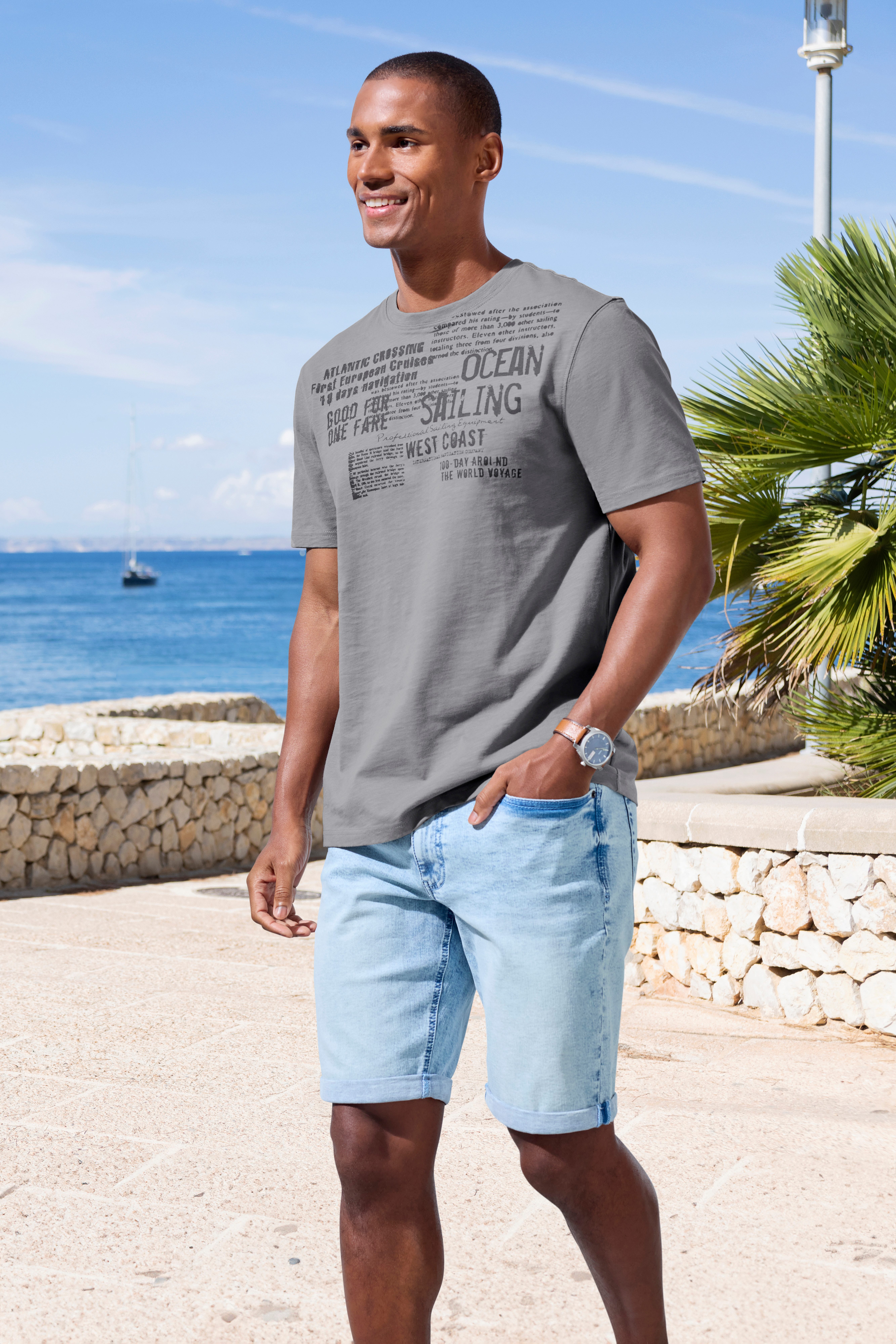 John Devin T-shirt Met print Regular-fit, van slub-kwaliteit, met print