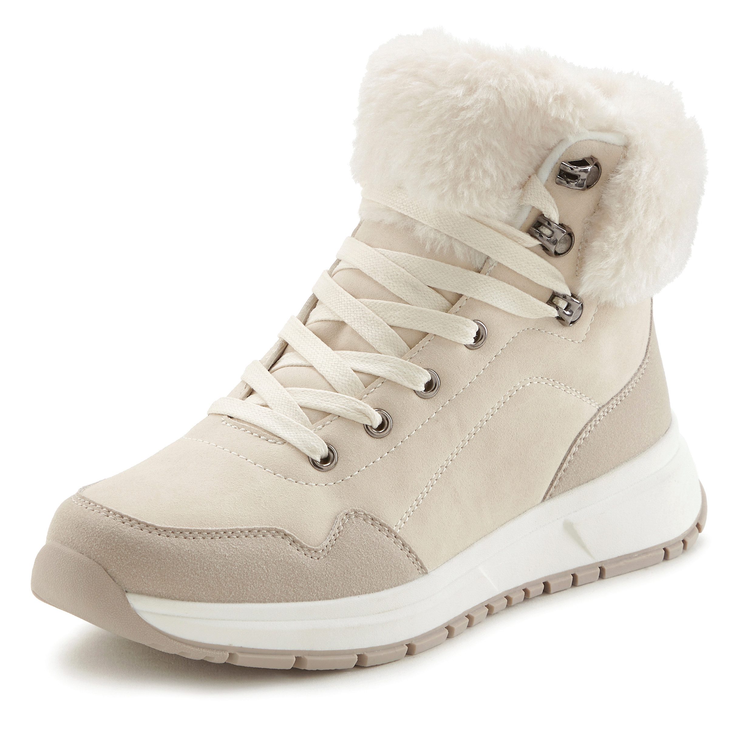 Lascana Winterlaarsjes High top sneaker, veterschoen, boots, laars van waterafstotend materiaal met warmfutter vegan