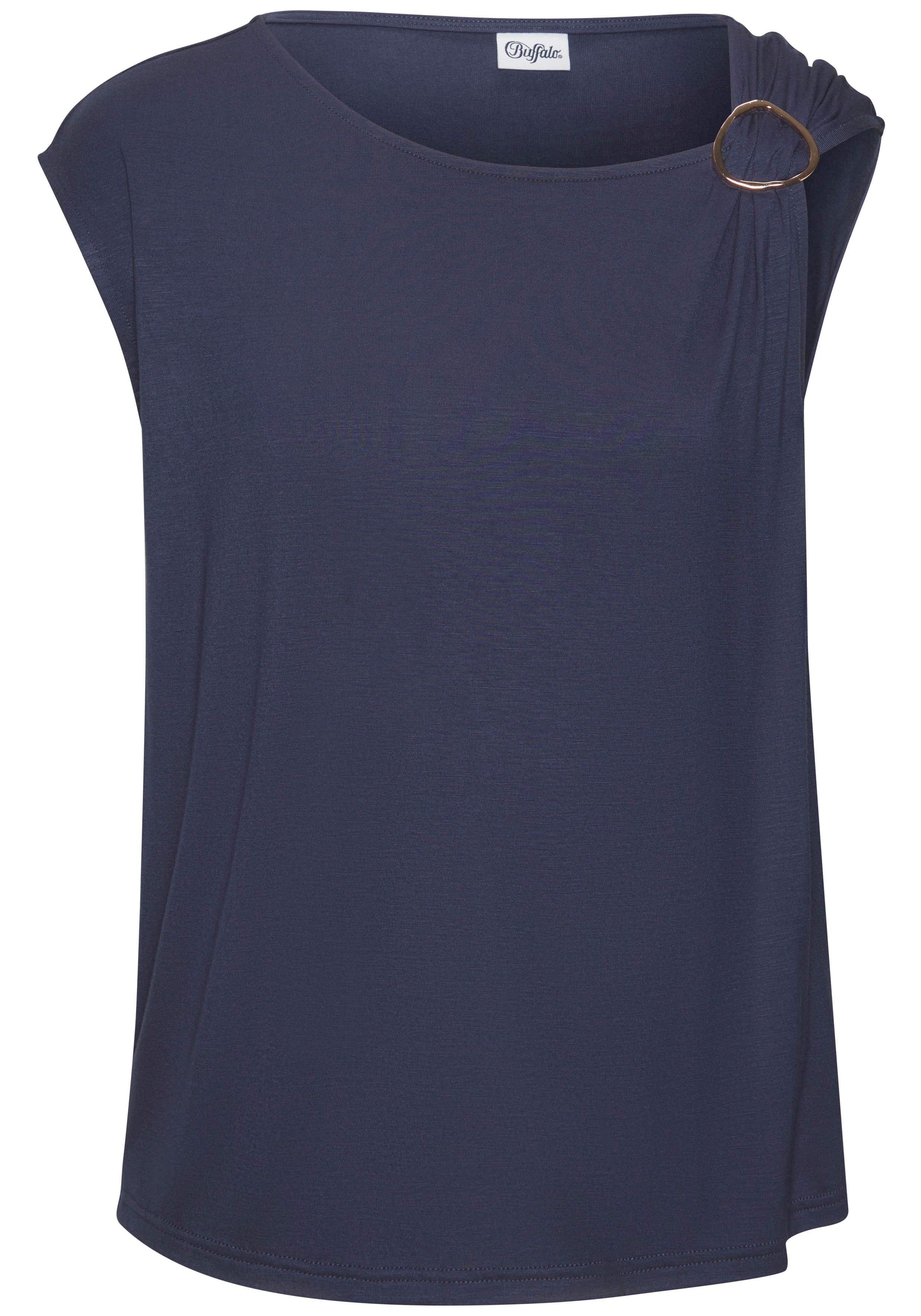 Vivance Shirt met korte mouwen met decoratieve gesp, zomertop, casual