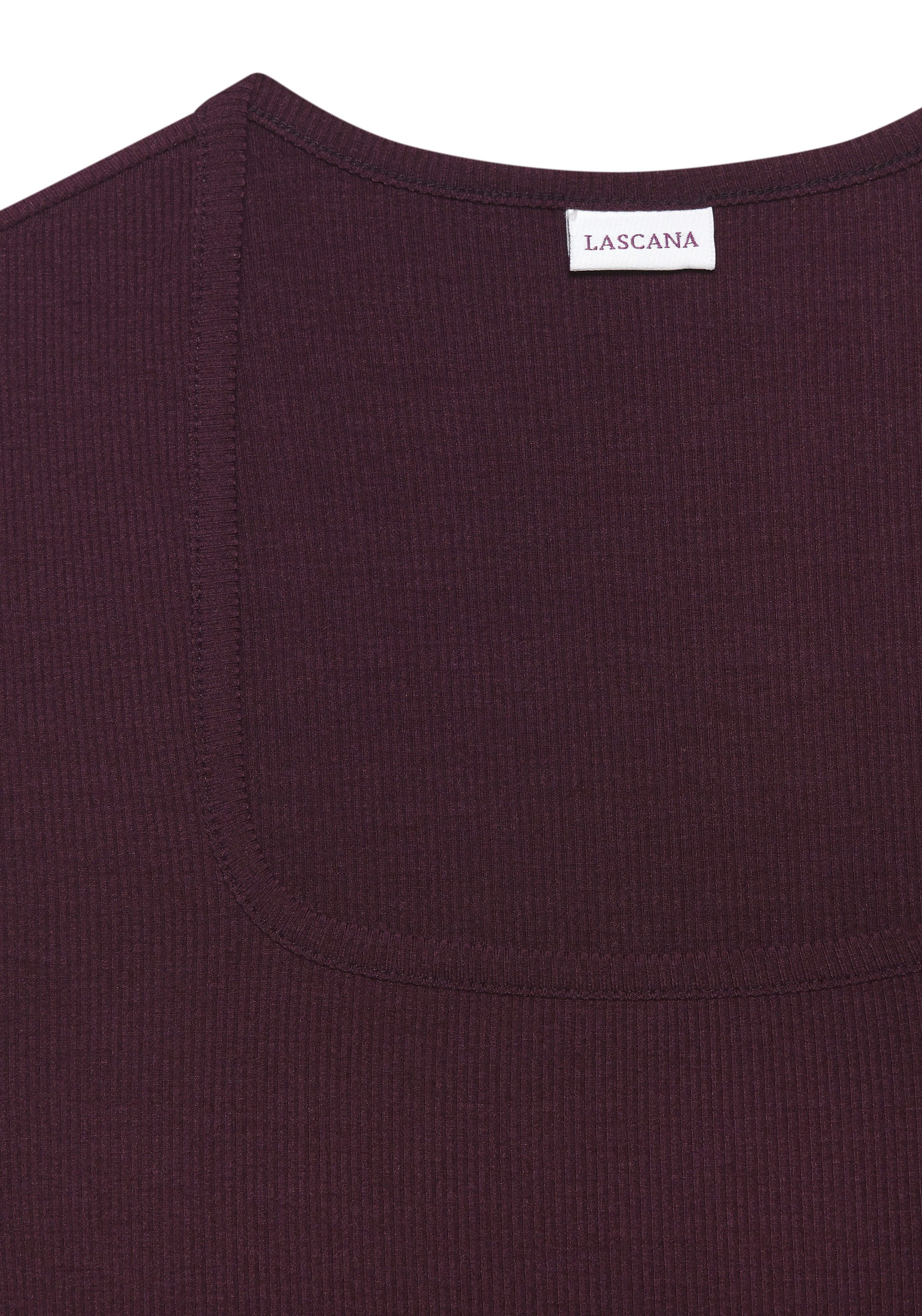 Lascana Geribde tanktop met vierkante halslijn, elastisch dametop, basic, elegant