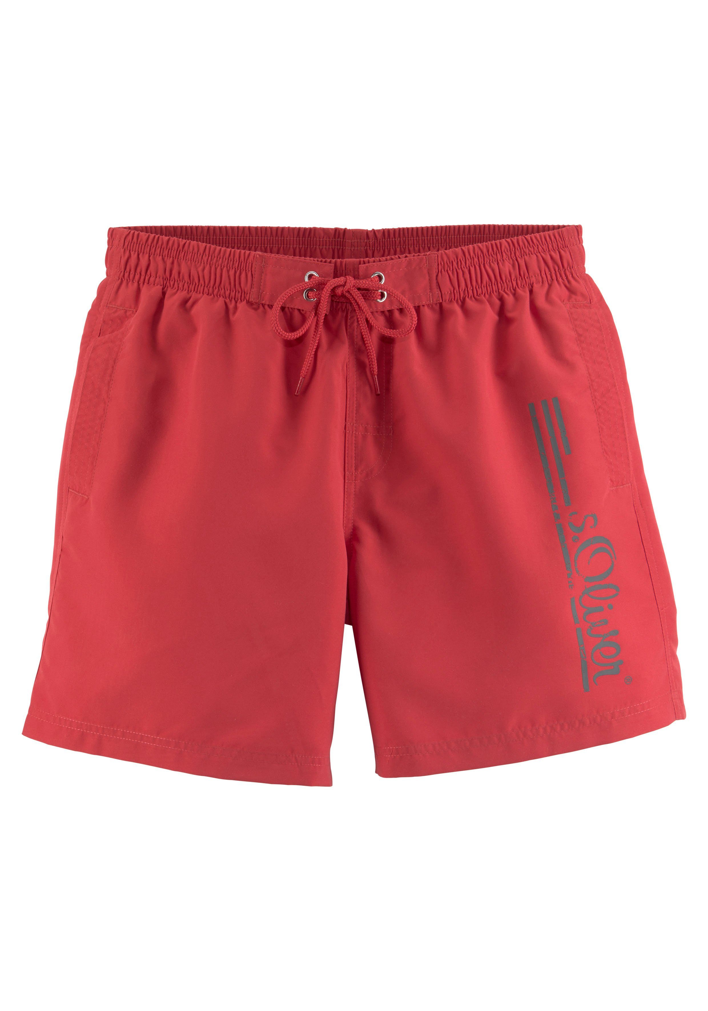 s.Oliver RED LABEL Beachwear Zwemshort Philip met logoprint in used look heren maat XL (54/56) rood