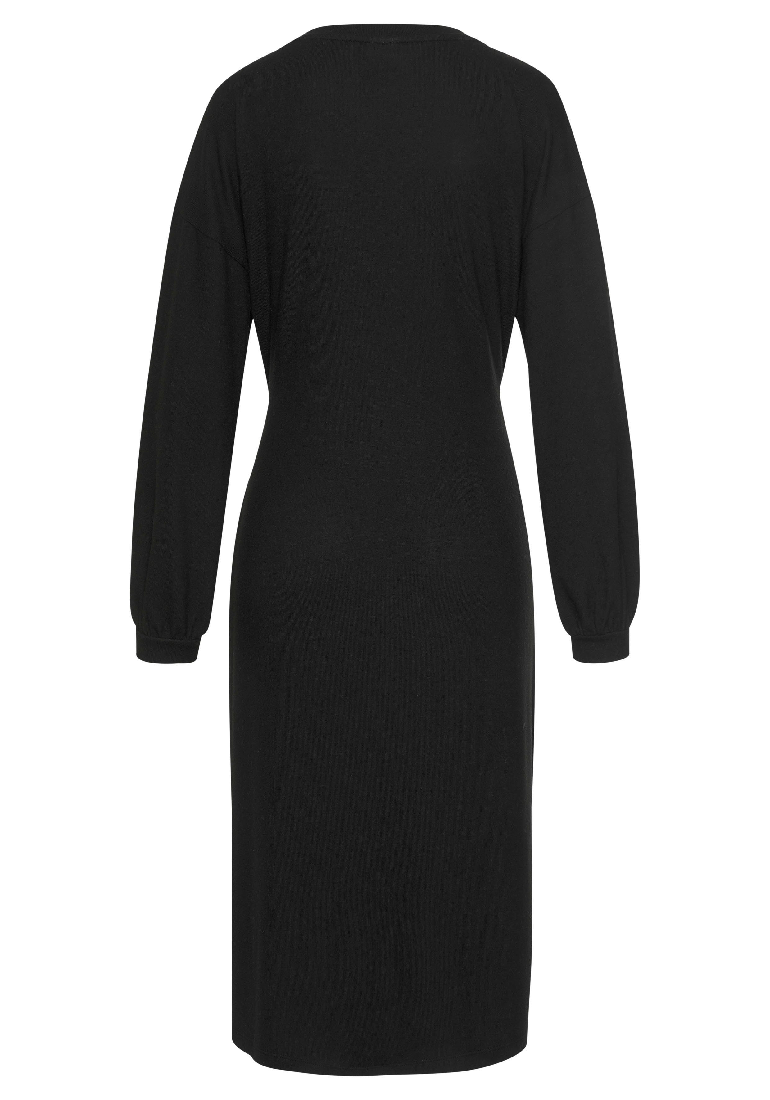 Lascana Gebreide jurk Loungejurk met tailleband, loungewear